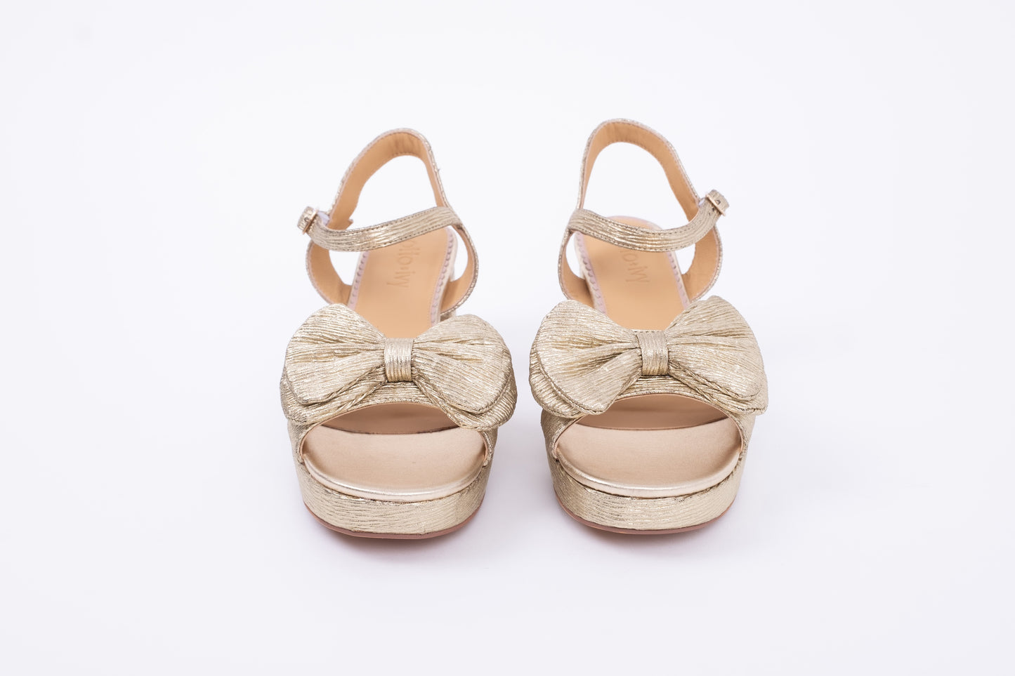 Front view of Gold Rhian Sandal, womens footwear available in larger sizes UK 8-12