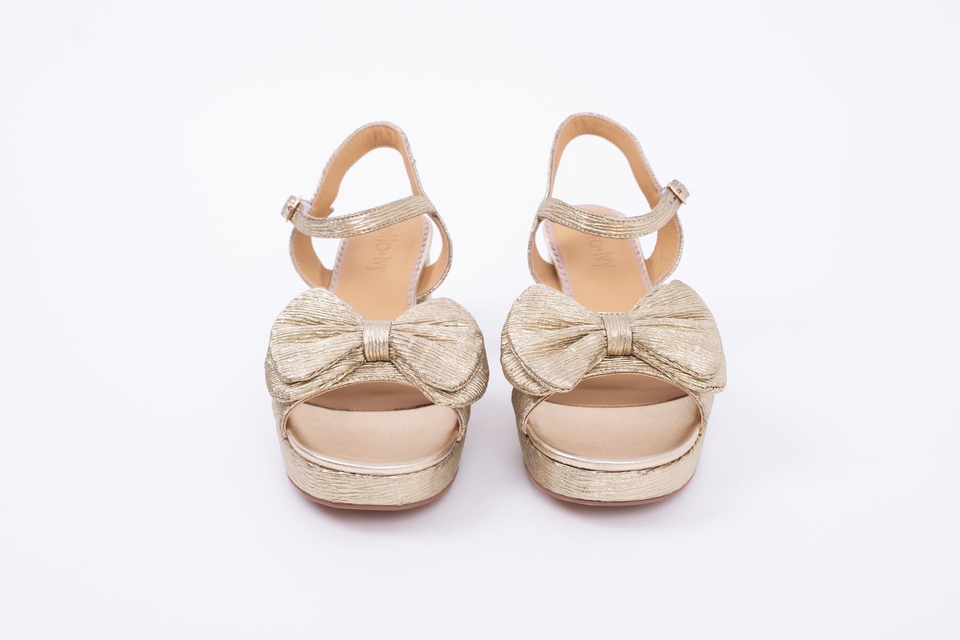 Front view of Gold Rhian Sandal, womens footwear available in larger sizes UK 8-12