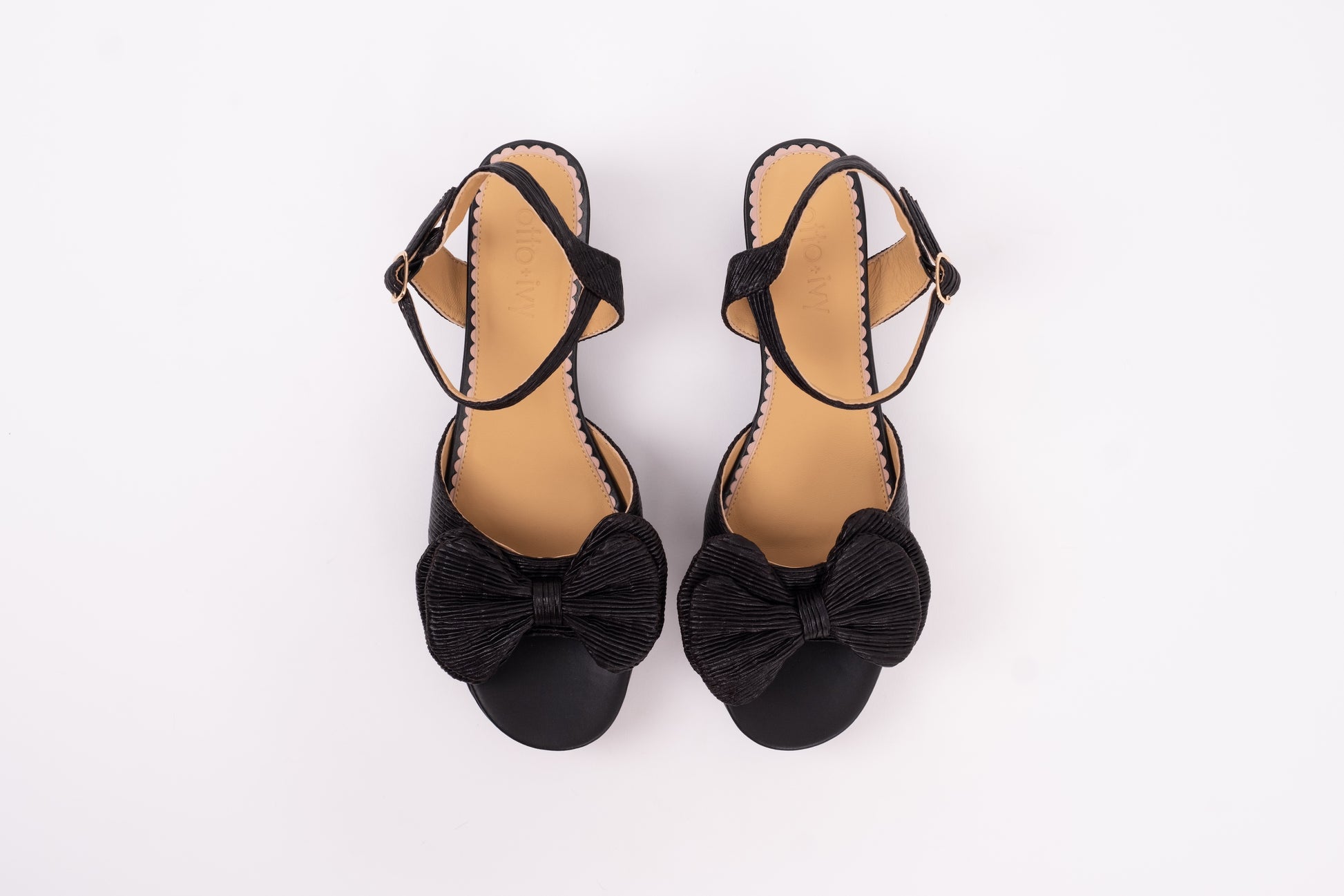 Aerial view of Rhian Sandal in black. Womens heel available in larger sizes UK 8-12