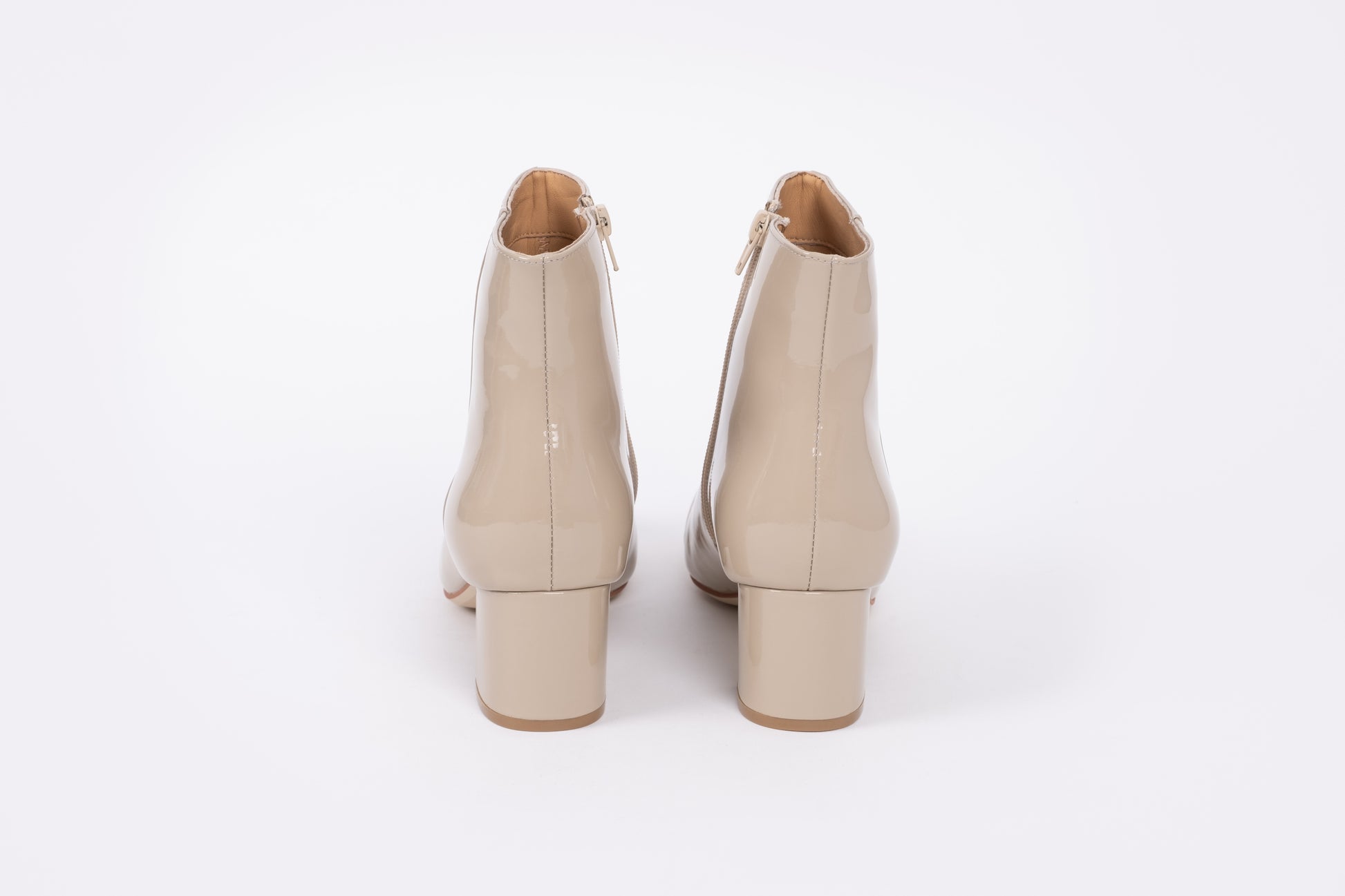 Back view of Izzy boot in taupe. Womens footwear in larger sizes UK 8-12