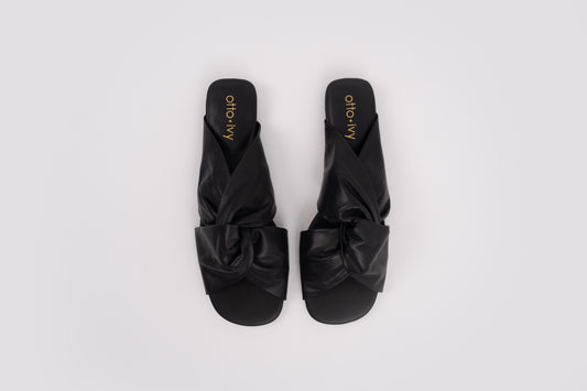 Aerial shot of lani sandal in black available in larger womens sizes 42-46