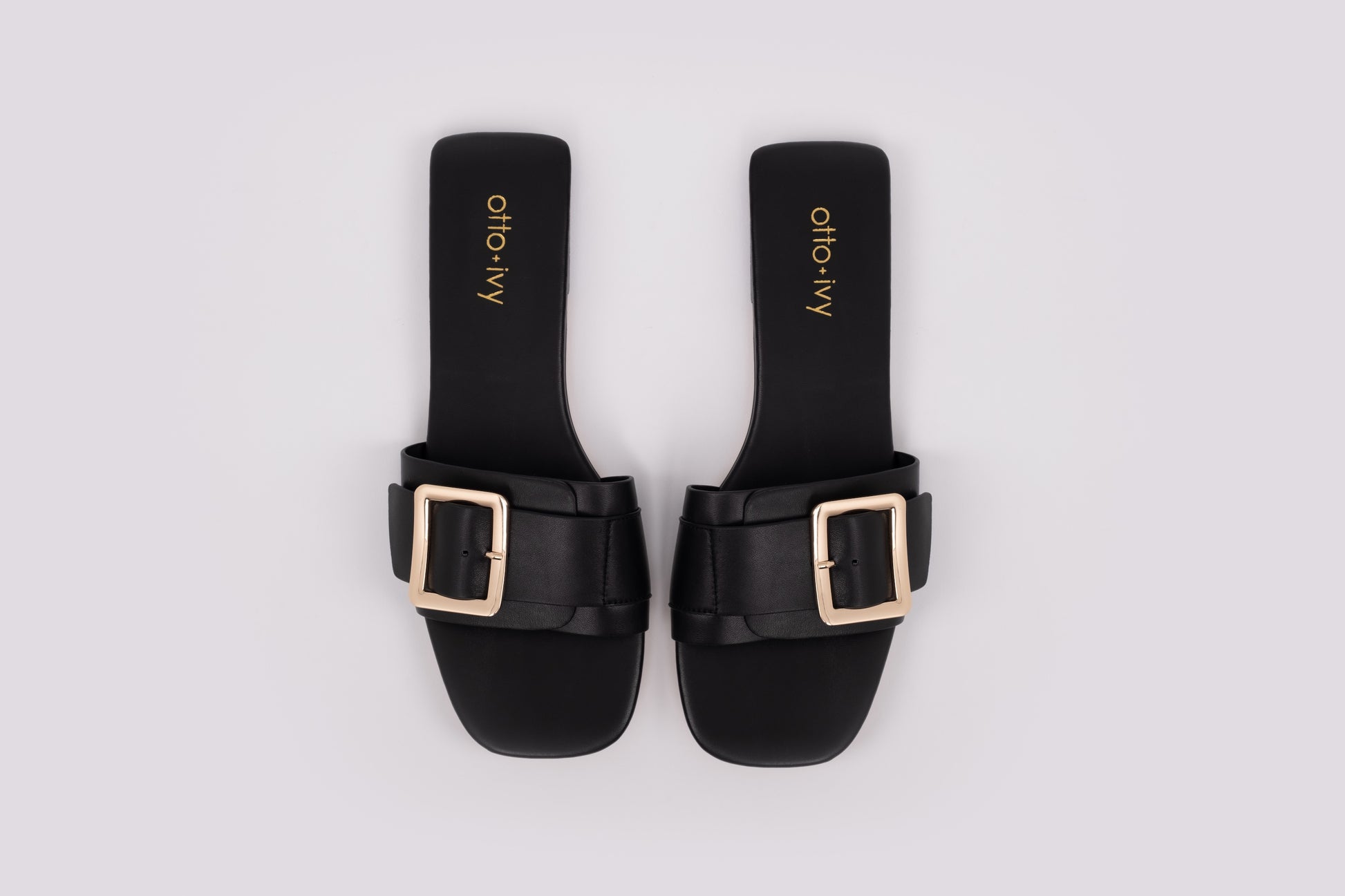 Aerial veiw of womens black sandal, Ruby in black. Available in larger sizes 42-46