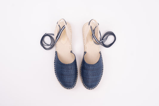 Aerial view of Navy Clara Espadrille shoes. Womens footwear available in larger UK sizes 8-12