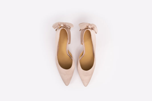Aerial view of Annie Court shoe in Champagne. Womens footwear in larger sizes available in sizes 42-46