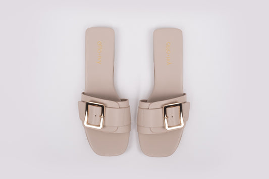 Aerial view of women's stone coloured sandal, available in UK sizes 8-12