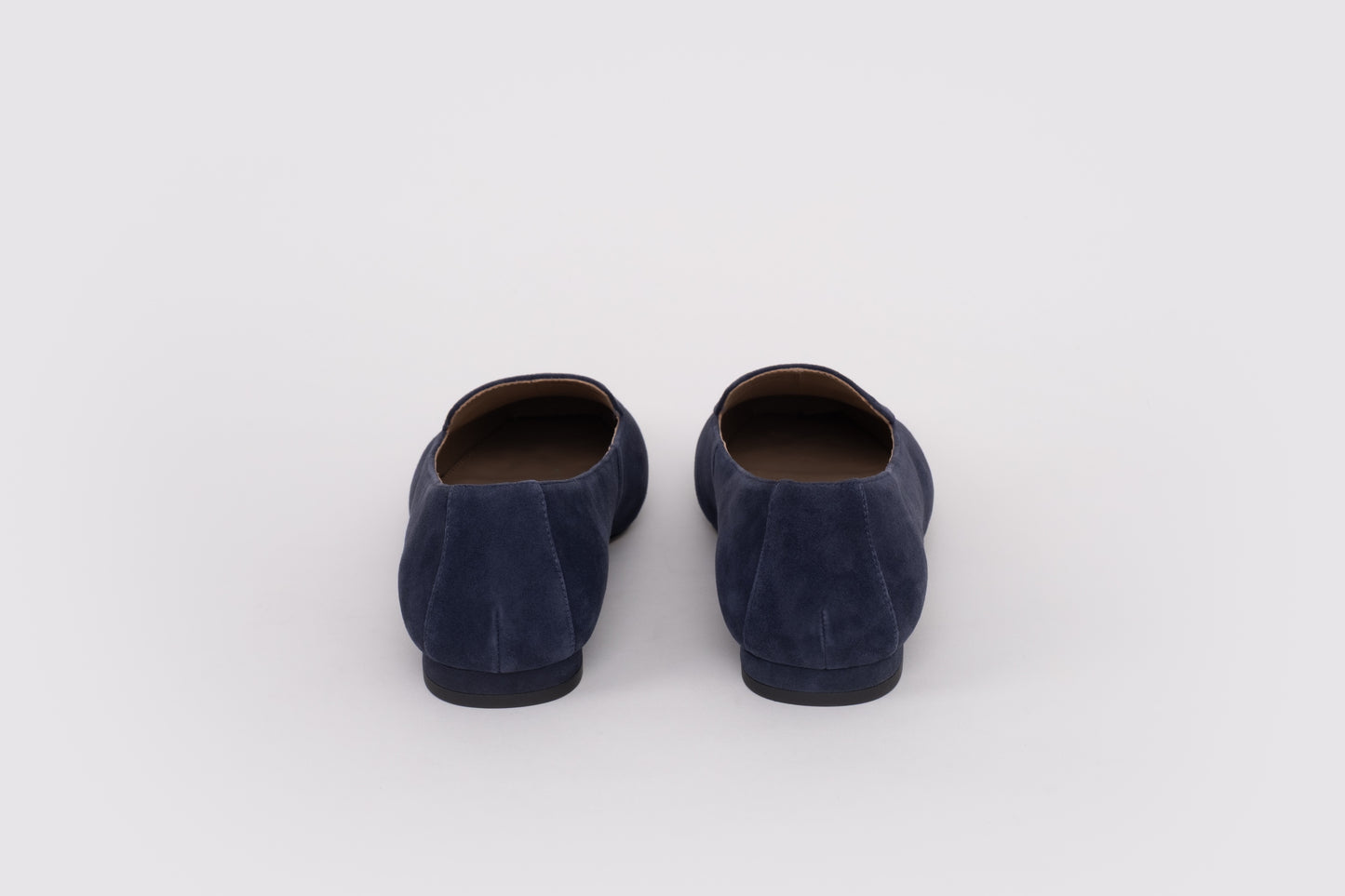 Back shot of womens large sized navy suede shoes available in UK sizes 8-12