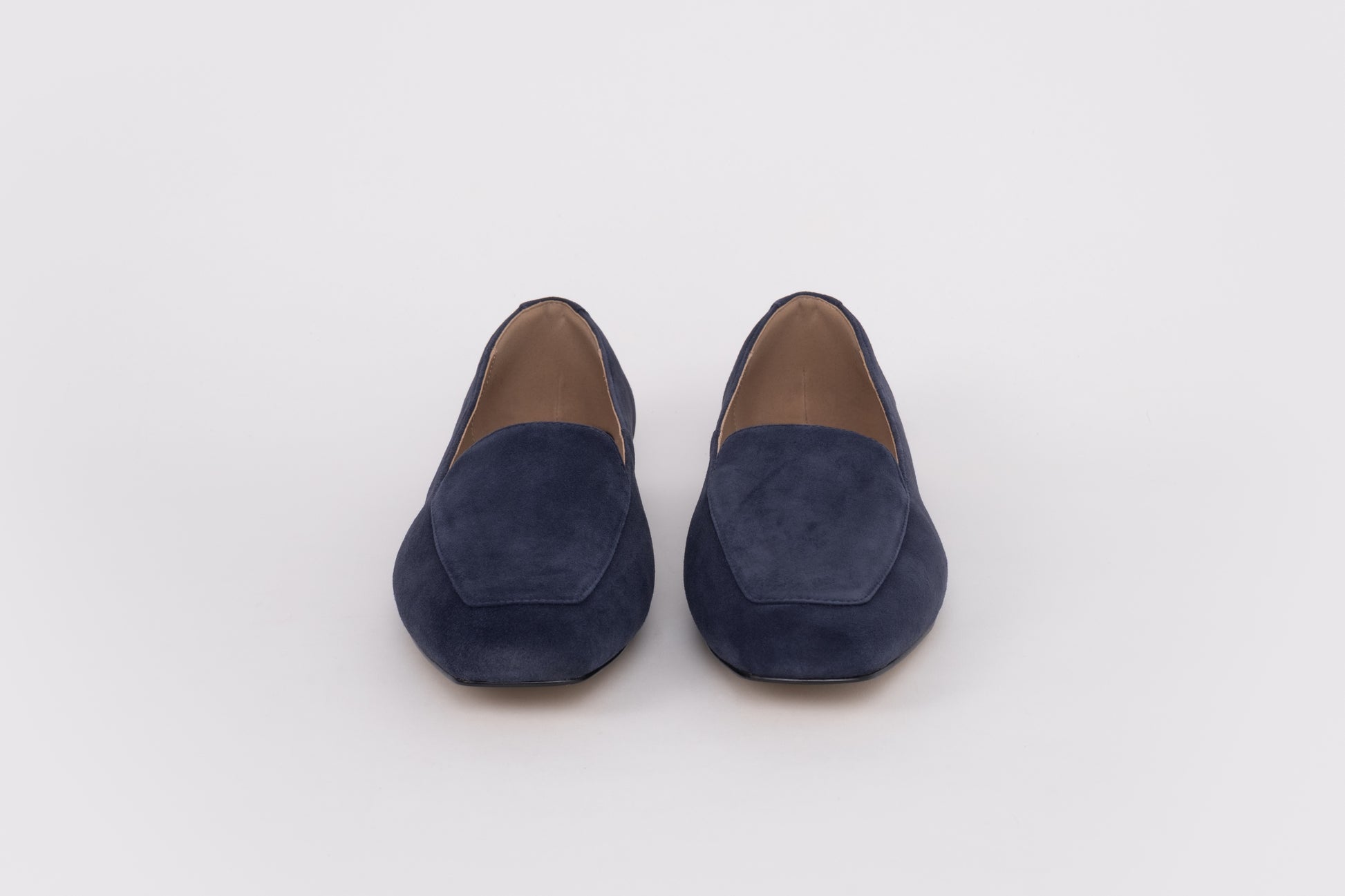 Navy flat suede womens shoe available in larger sizes 42-46