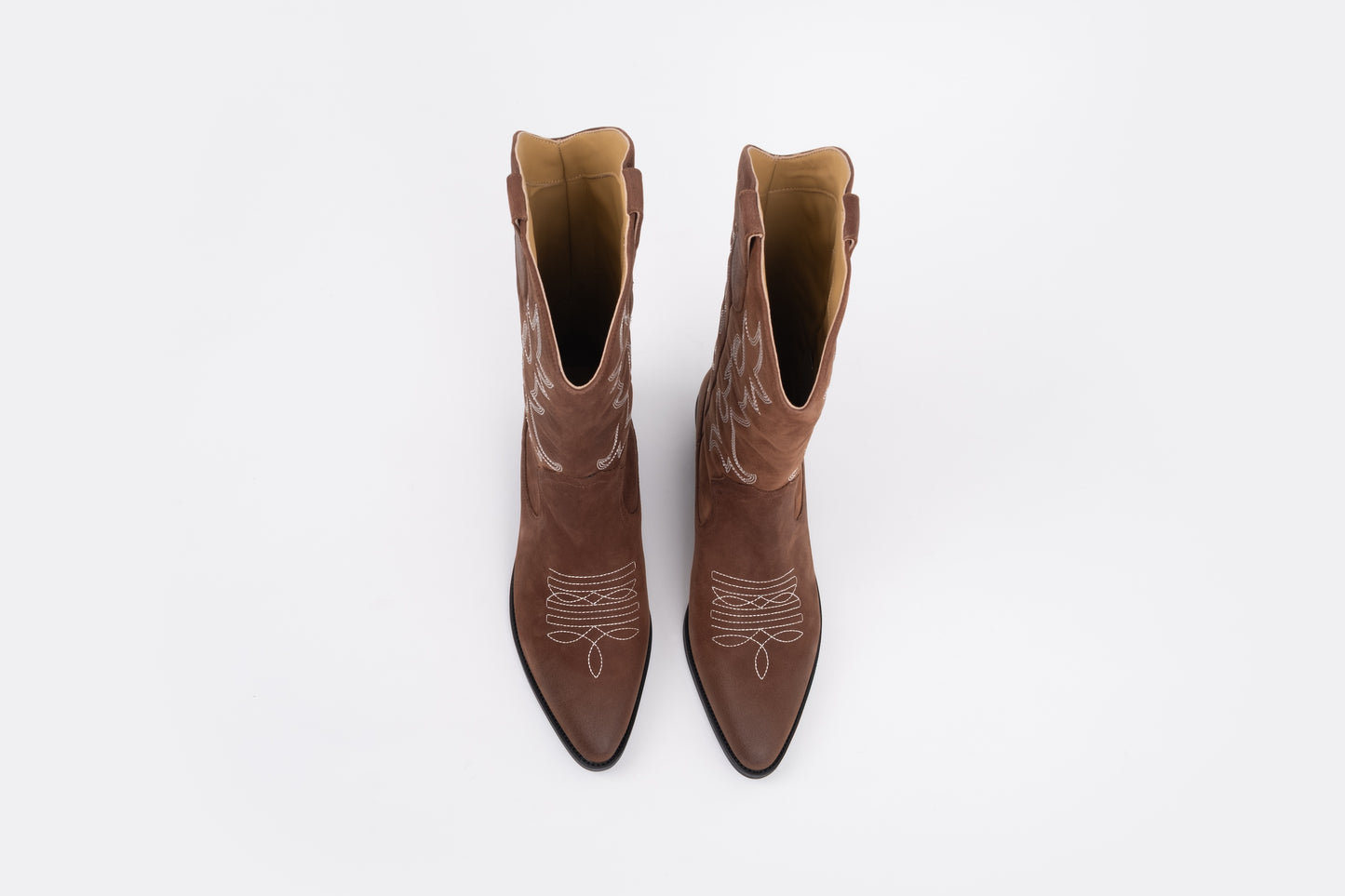 Brown leather womens cowboy boot in large sizes 42 43 44 45 46
