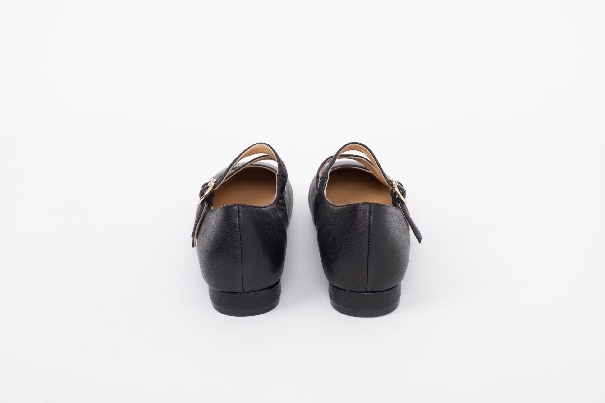 Back view of Black 2 strap Mary Jane shoe, Jemima. Available in European sizes 42-46