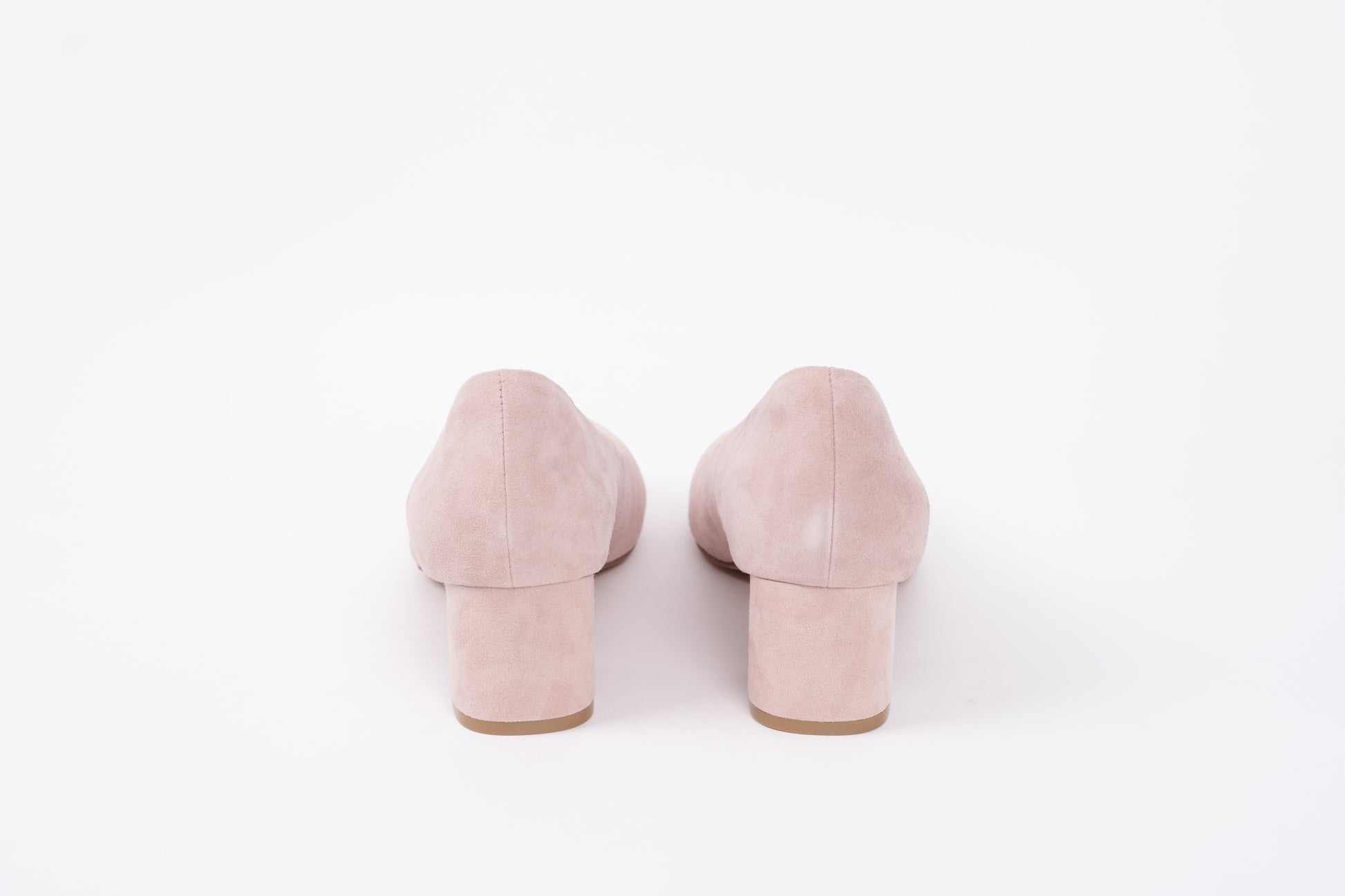 Back view of womens heel Lily, in blush pink. Available in larger sizes UK 8-12