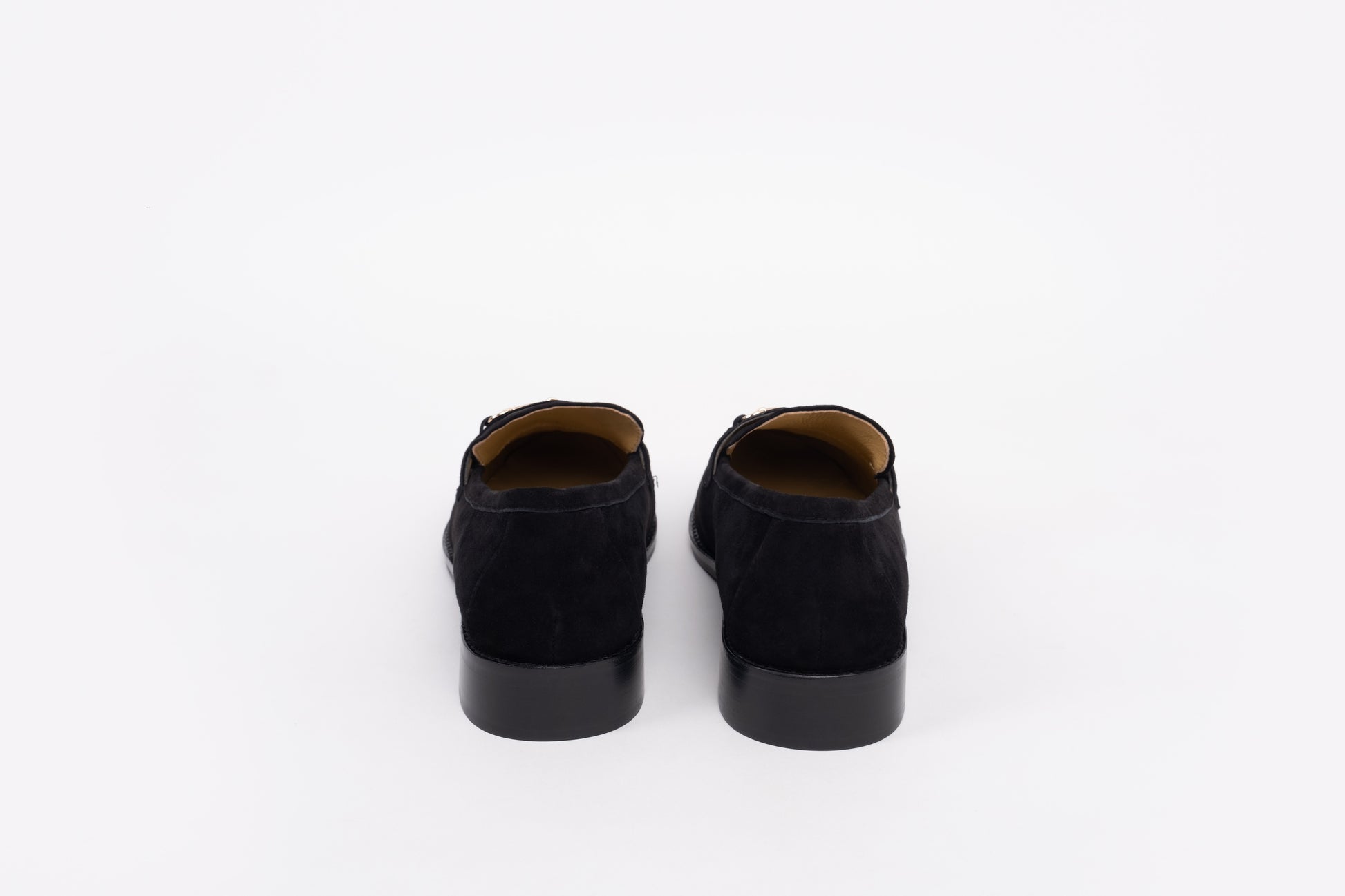 Back view of Betsy Loafers in Black Suede. Womens shoes in larger sizes. Available in larger sizes UK 8-12