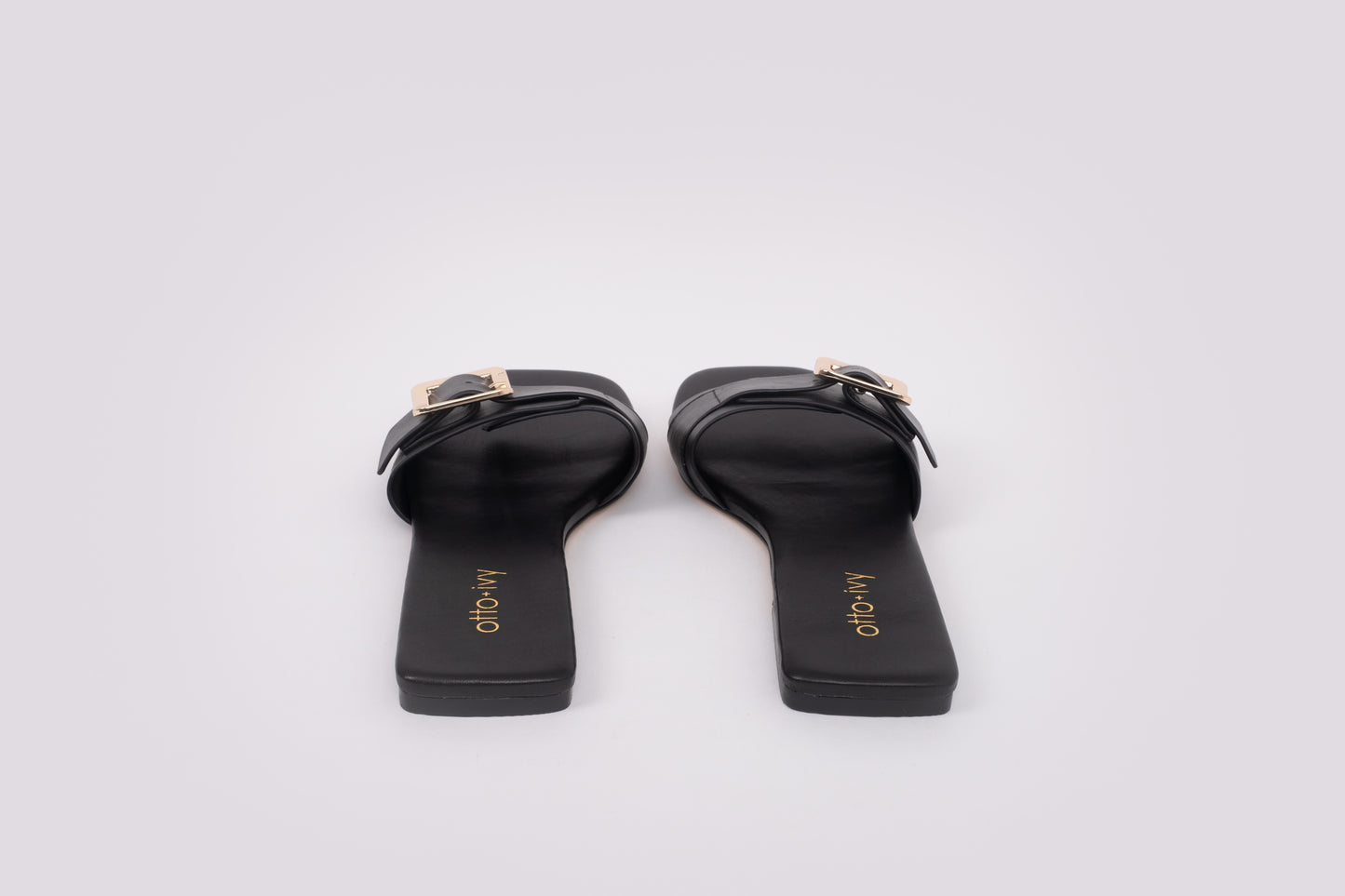 Back shot of womens sandal ruby in black. Available in larger European womens larger sizes 42-46