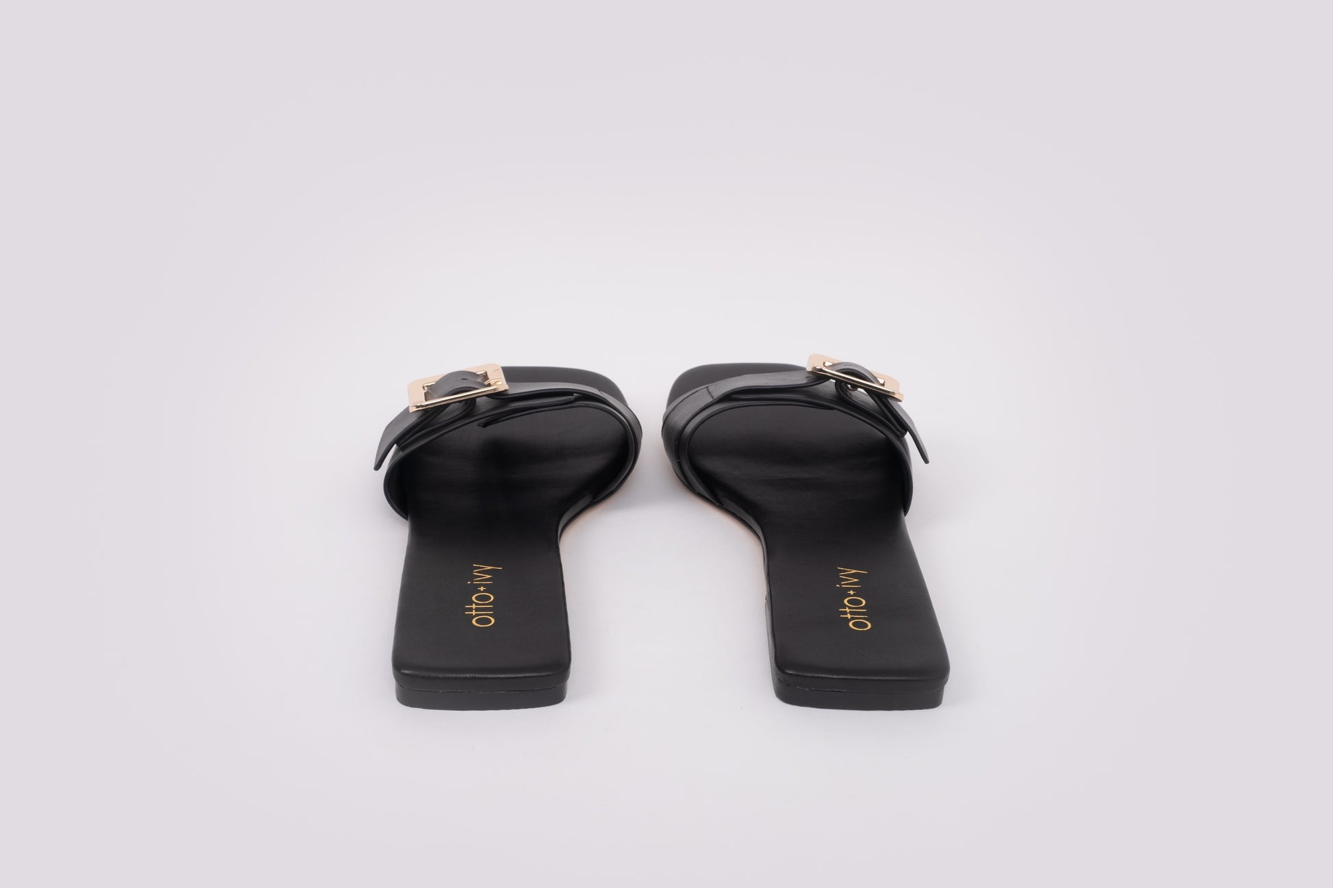 Back shot of womens sandal ruby in black. Available in larger European womens larger sizes 42-46