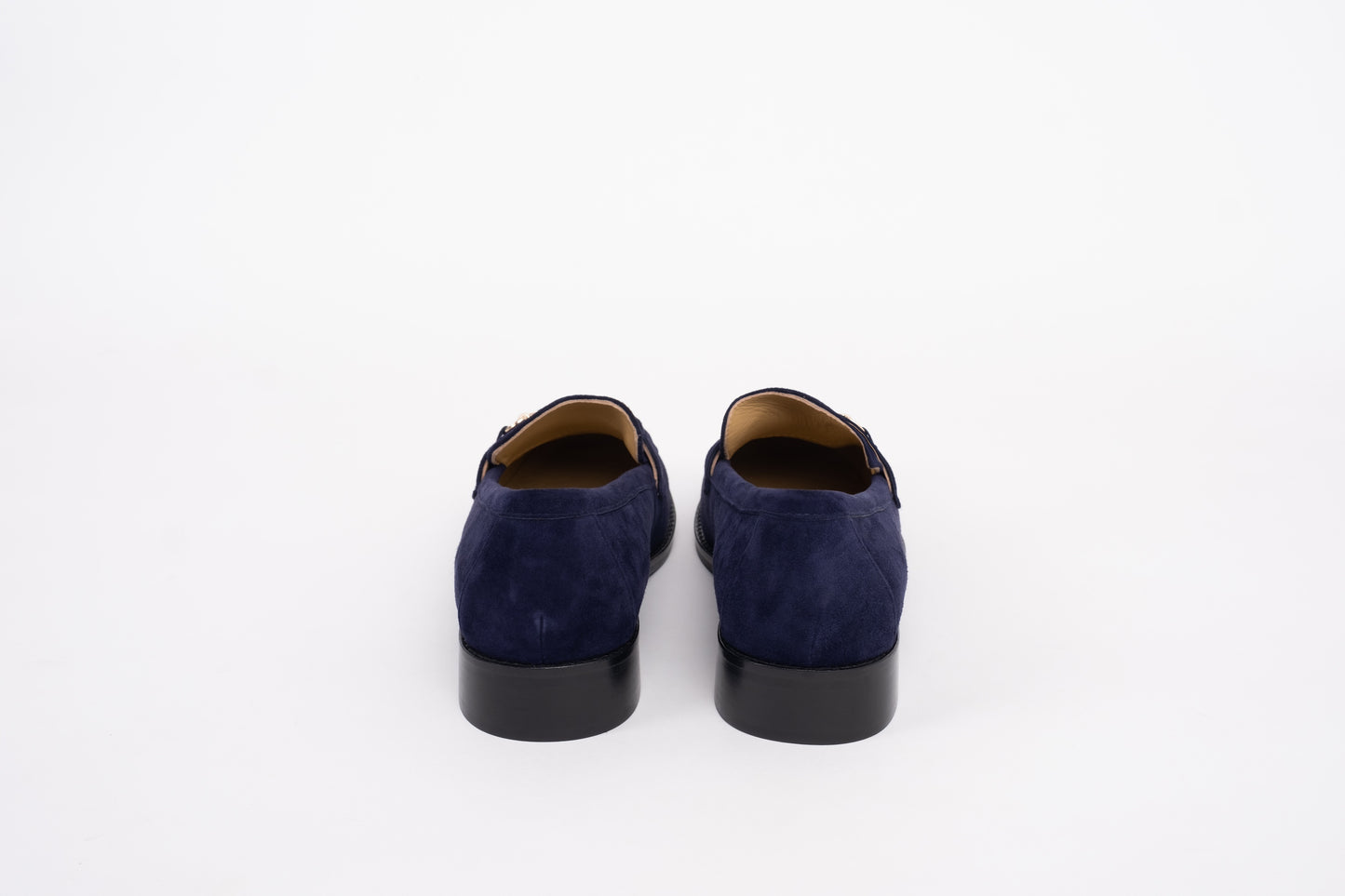 Back view of Navy Suede Betsy Loafers, Womens shoes available in larger sizes 8 -12