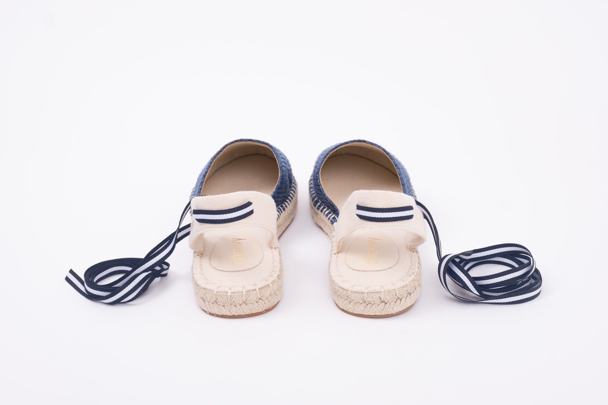 Back view of Clara espadrilles in Navy blue. Available in women's larger sizes 8-12