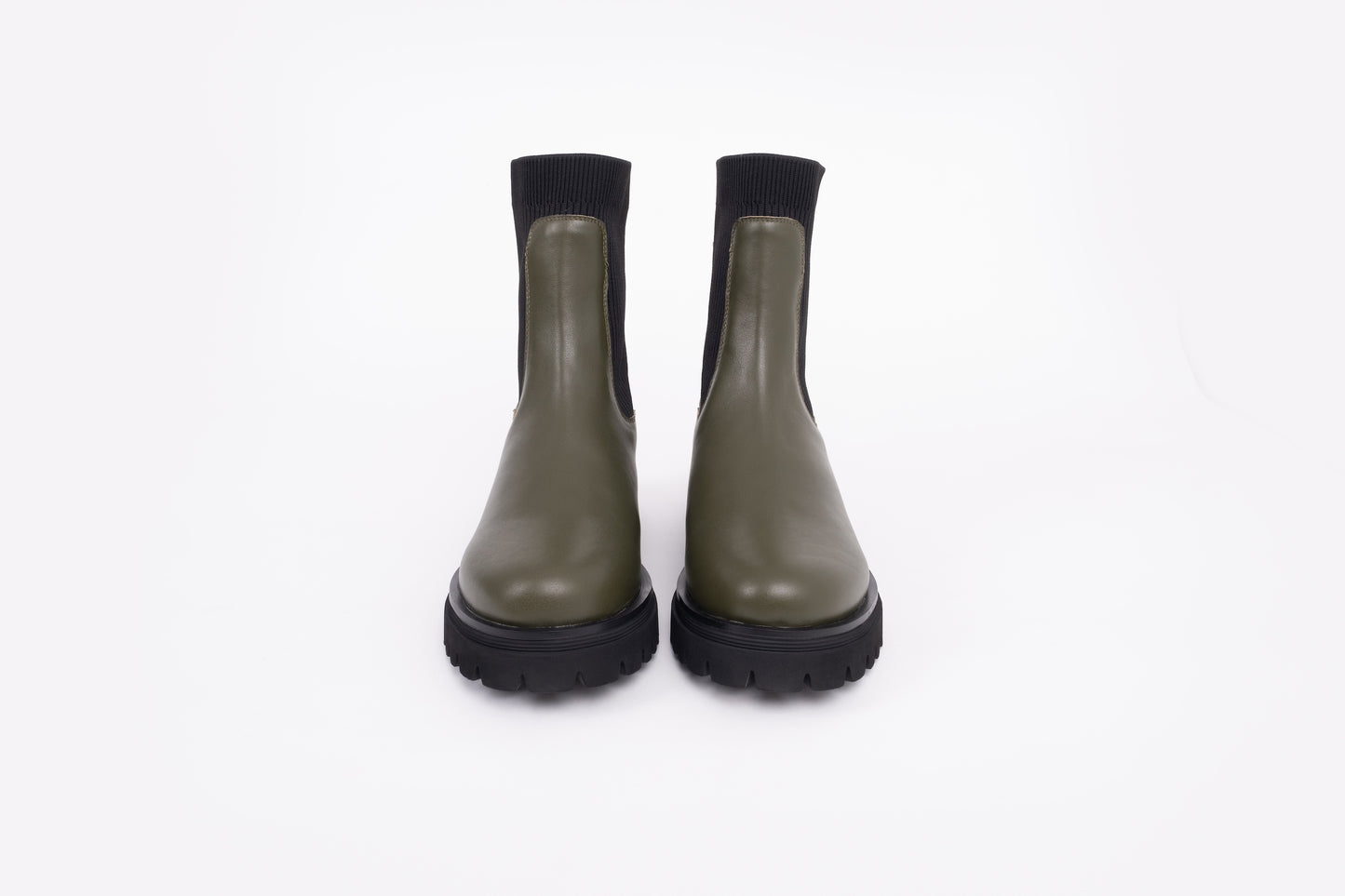 Front view of Marnie Boots in Khaki, available in larger womens sizes UK 8-12