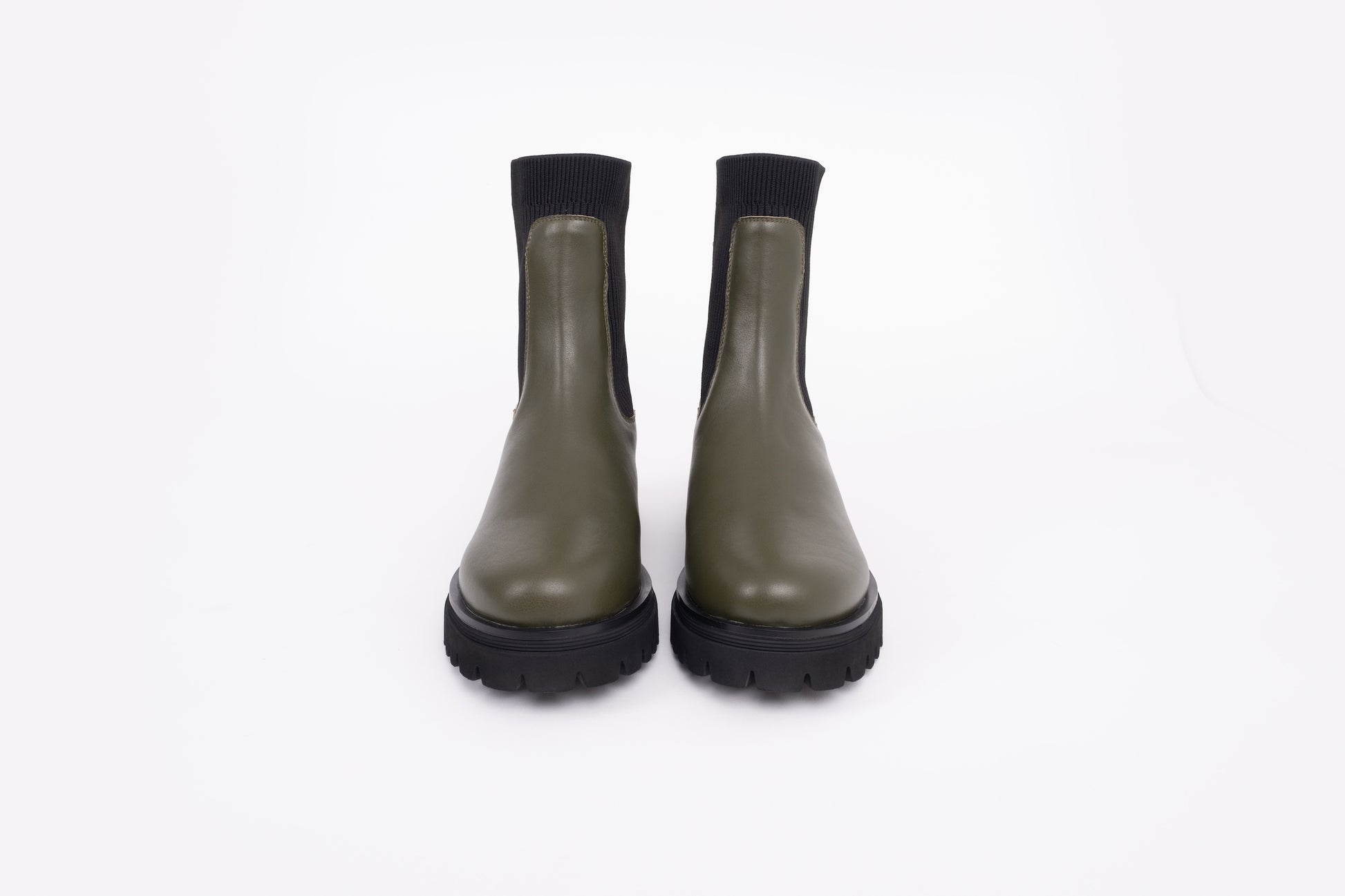 Front view of Marnie Boots in Khaki, available in larger womens sizes UK 8-12