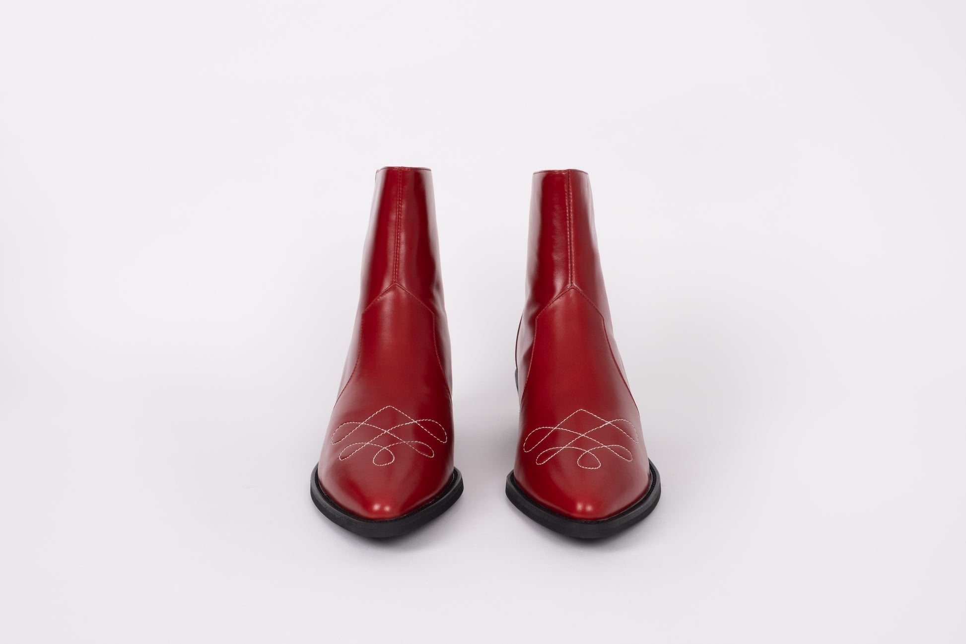 Front view of Phoebe boot in Red. Available in womens large sizes European 42-46