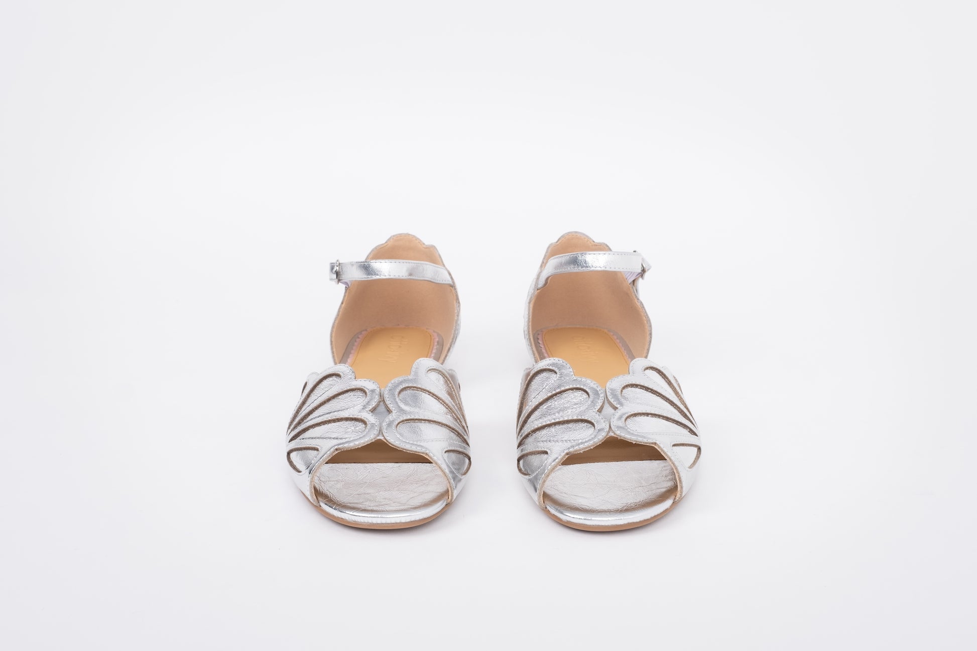 Front shot of womens silver sandal in larger sizes