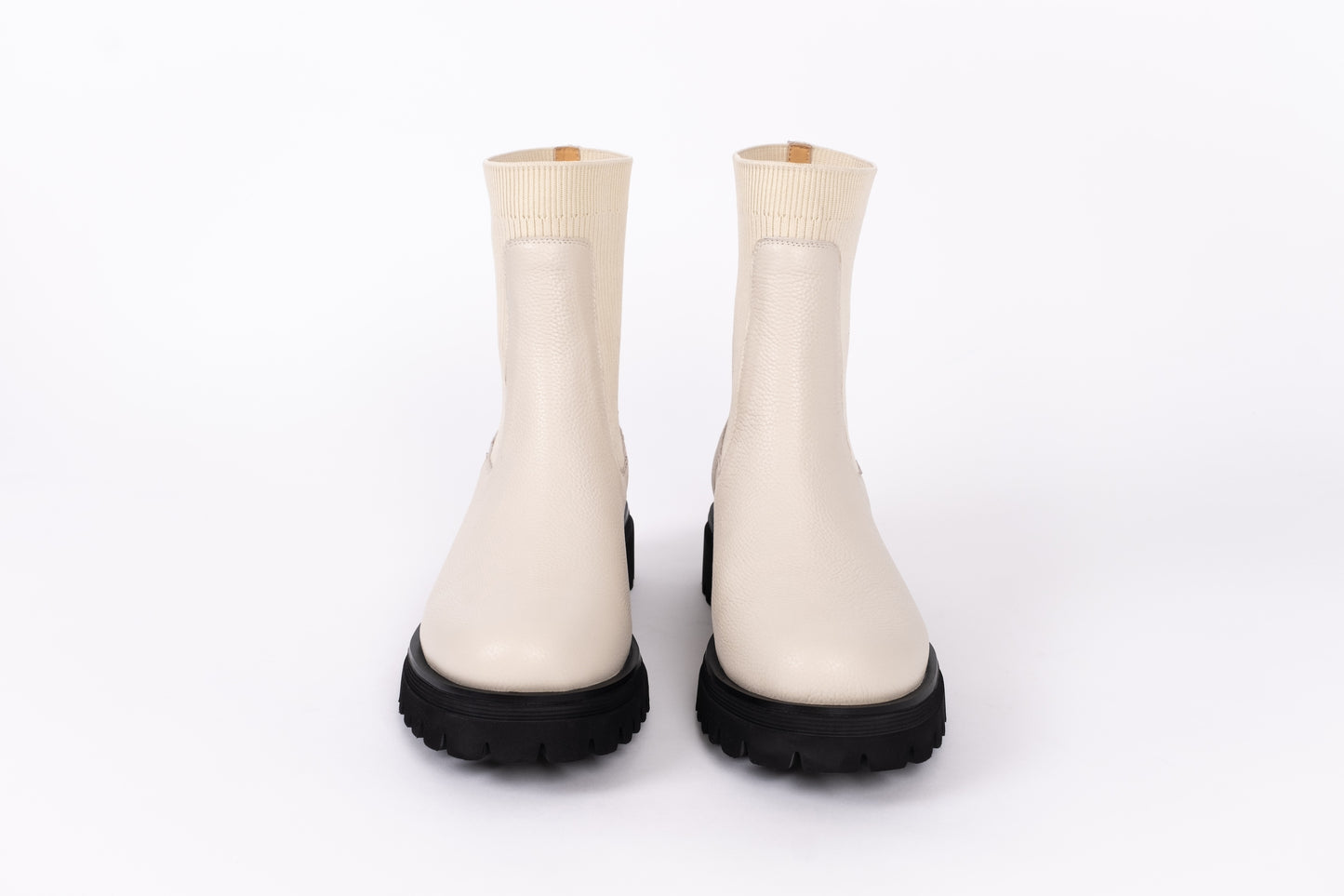 Womens chunky Chelsea boot Marnie in Cream,  available in larger European sizes 42-46