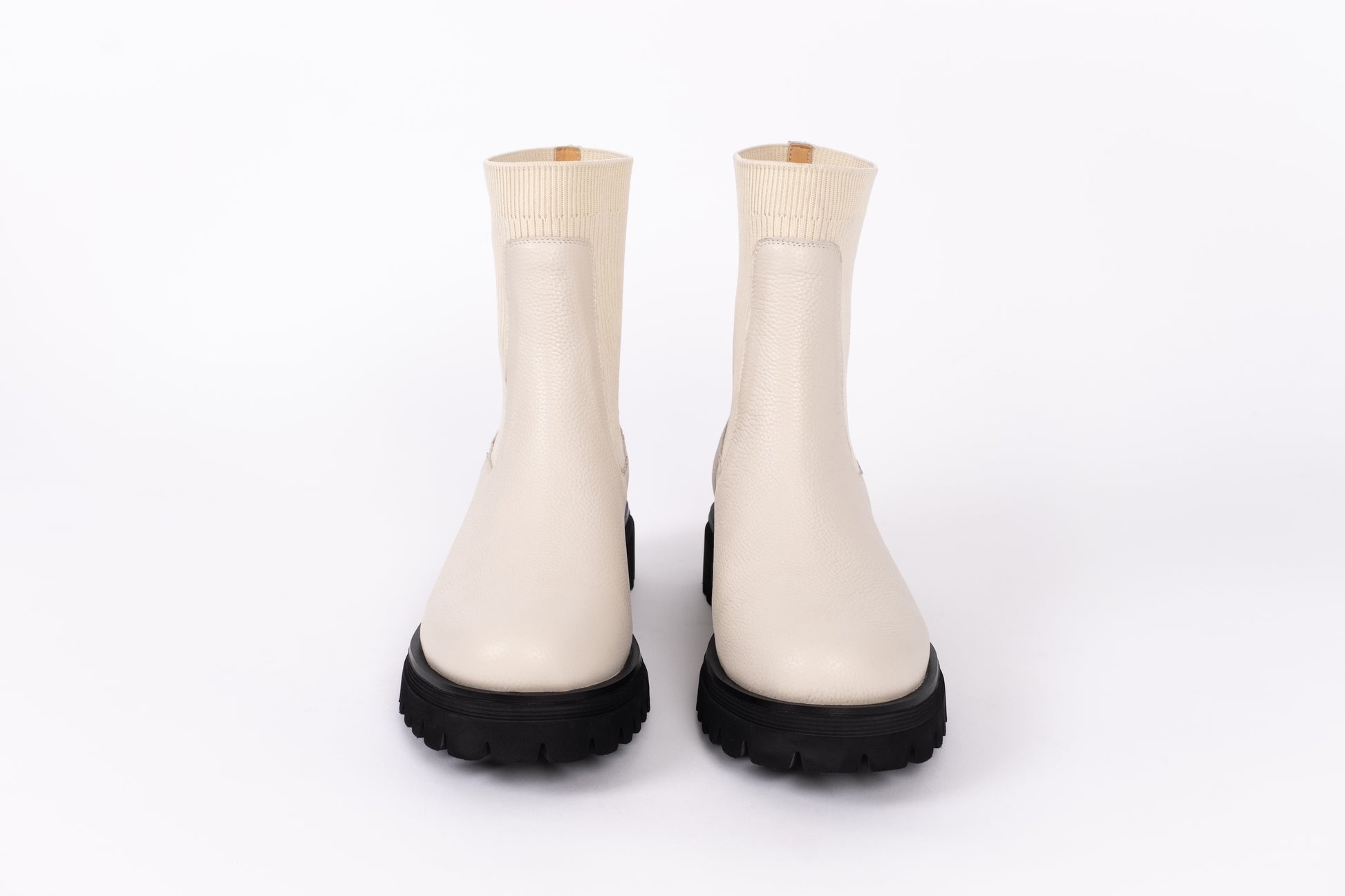 Womens chunky Chelsea boot Marnie in Cream,  available in larger European sizes 42-46