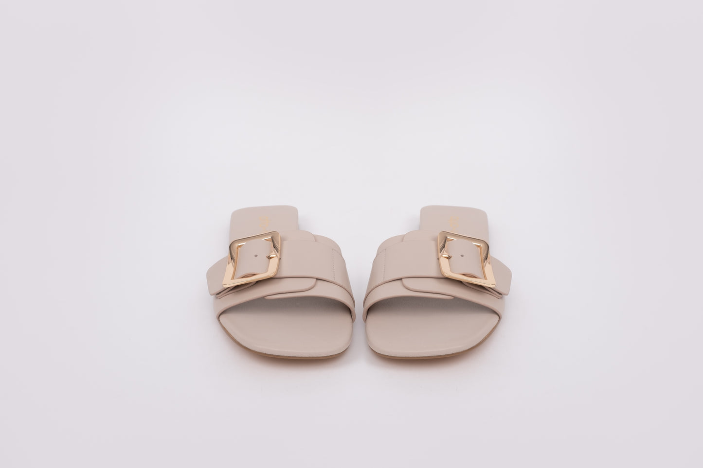 Front view of women's large size sandal in stone, in European sizes 42-46