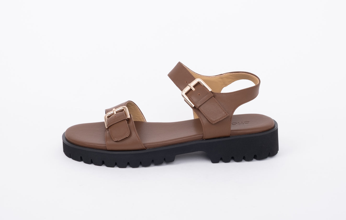 Side shot of brown wrens leather chunky sandal in large sizes 42-46