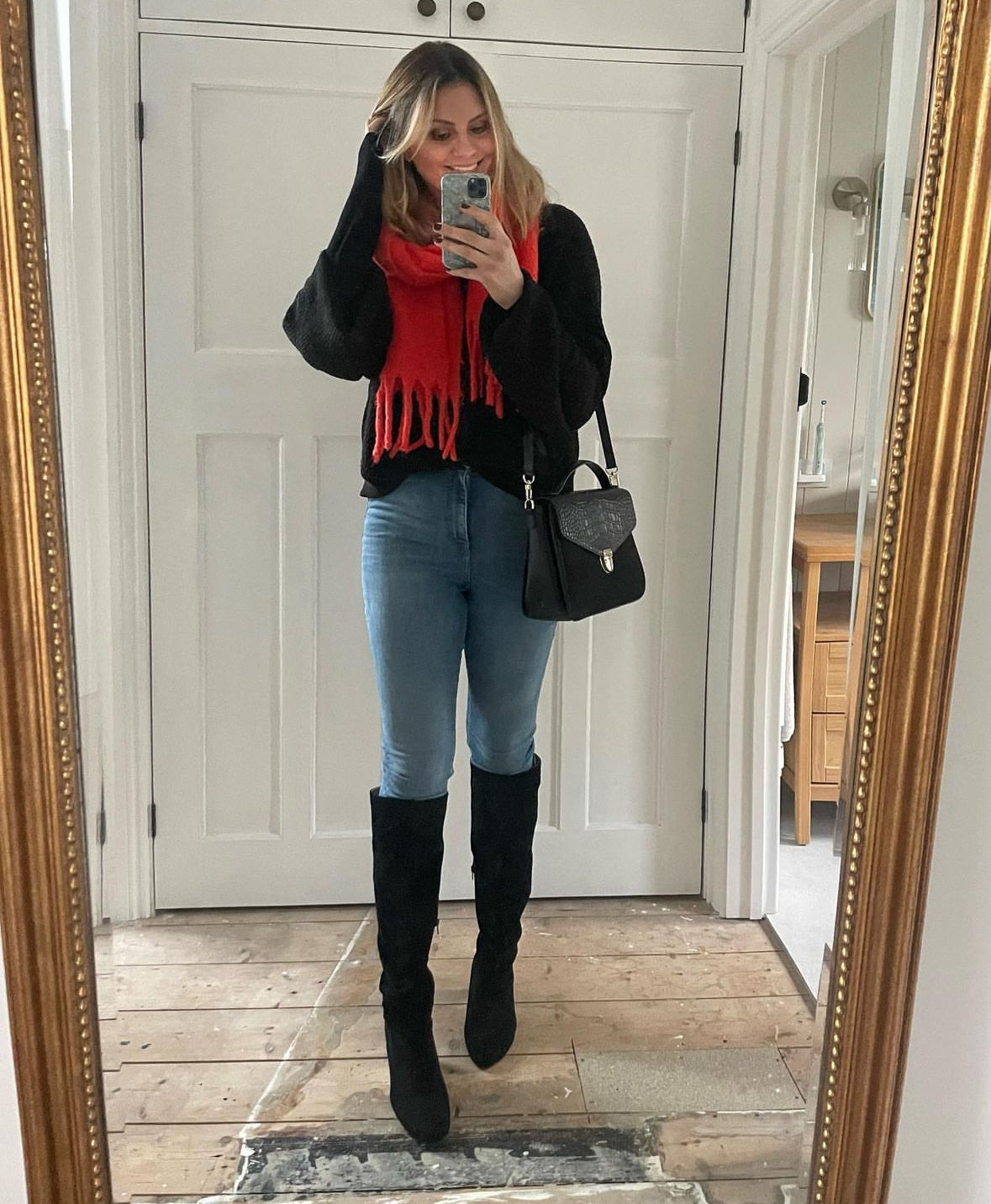 Laura modelling Evelyn boot. Available in larger womens European sizes 42-46