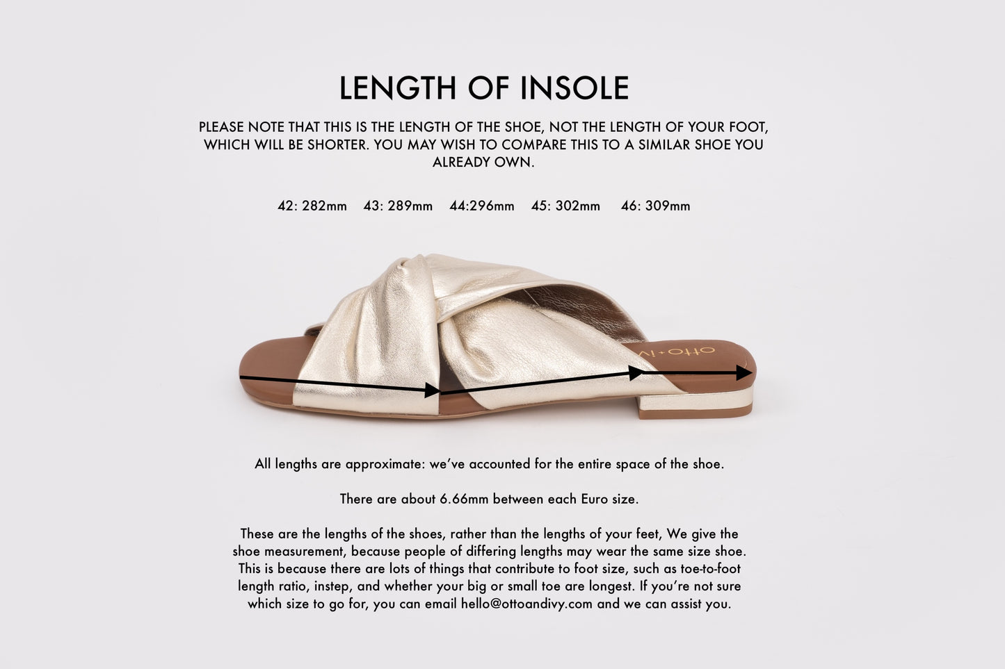 Measurement chart for large sized womens shoe insole length with a sandal illustration on a white background