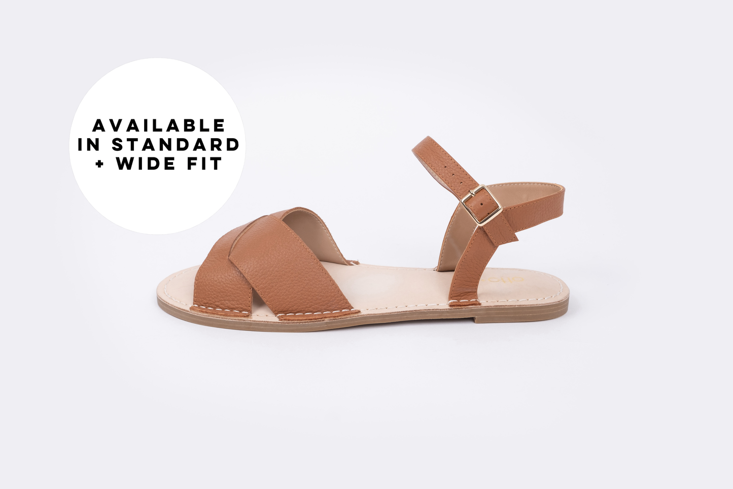 Tan sandal, in standard and wide fit. sizes 8-12 42-46