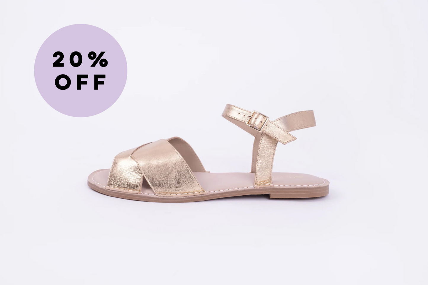 Gold womens sandals in larger sizes with 20% off