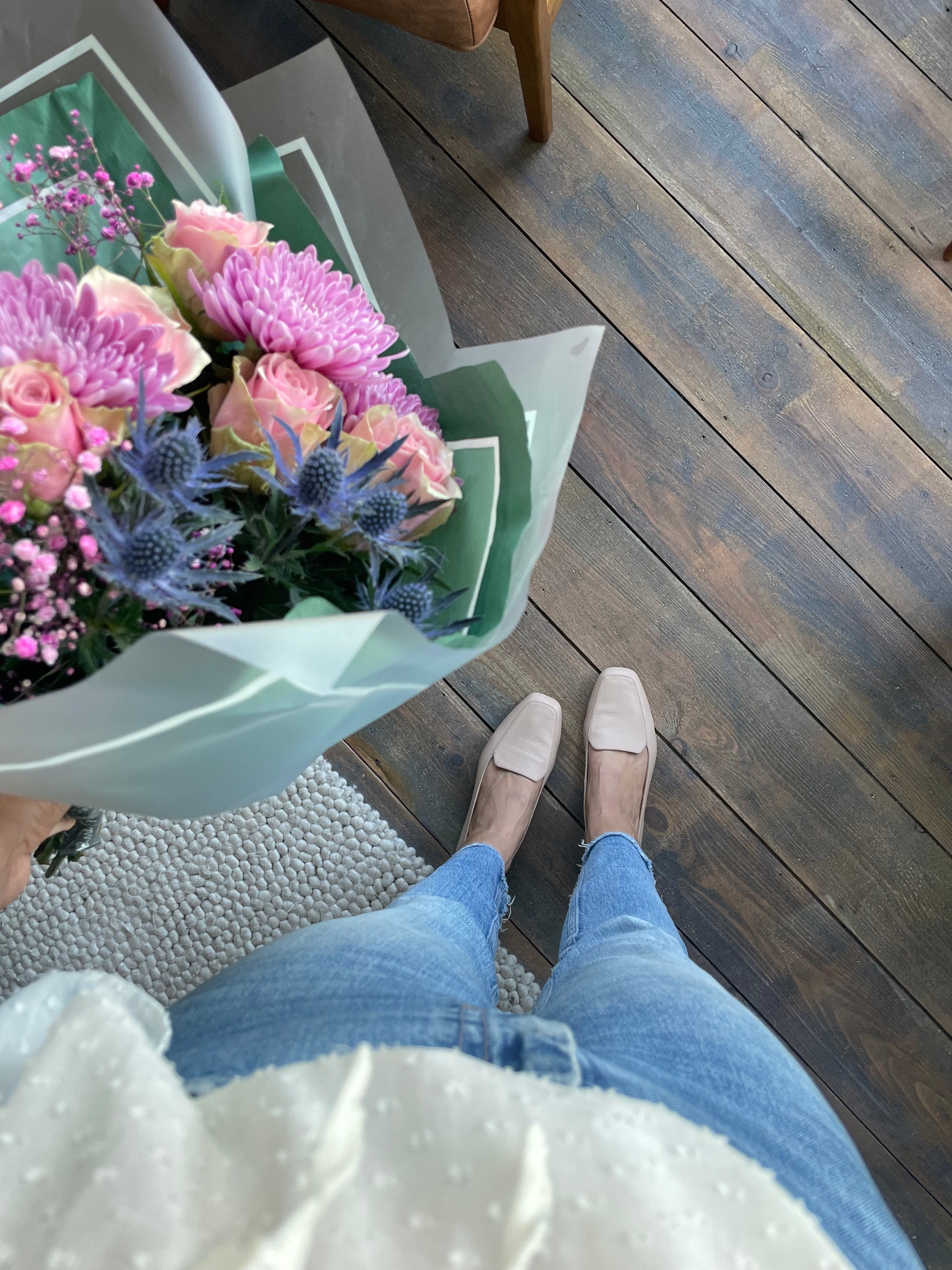Aubrey flat shoes in beige available in large womens sizes UK 8-12