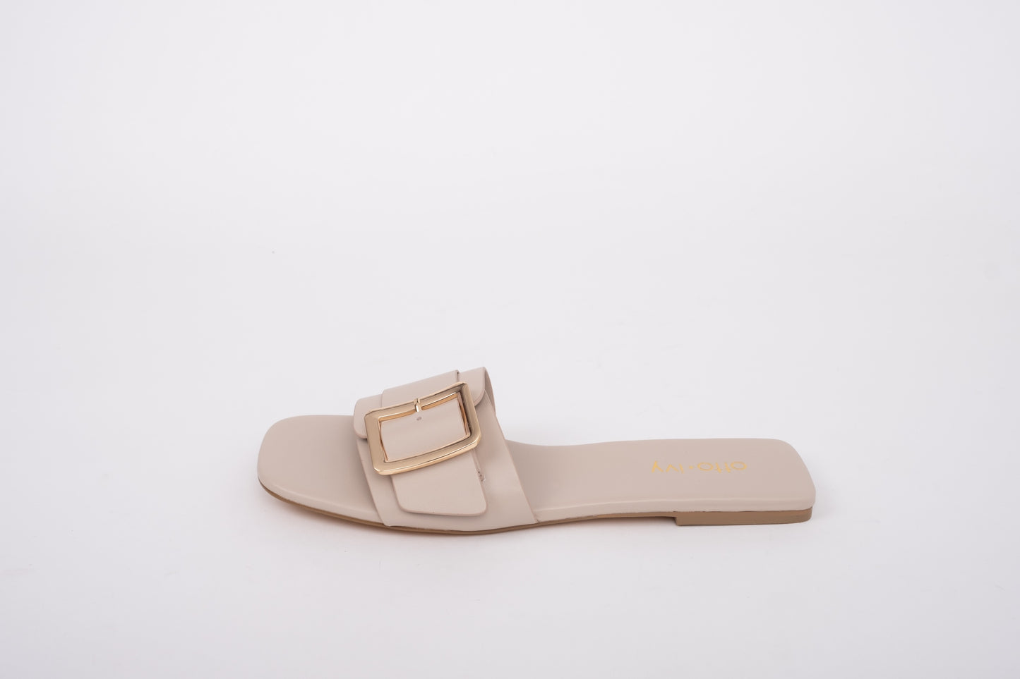 Side profile of women's stone coloured sandal in larger sizes 8-12.