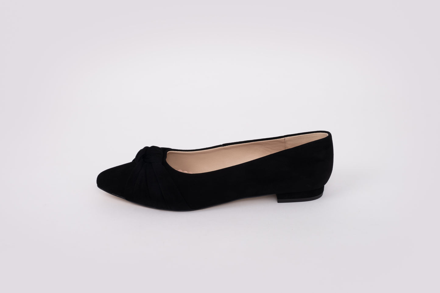 Side view of Fifi Flats in Black. Womens footwear available in UK sizes 8-12