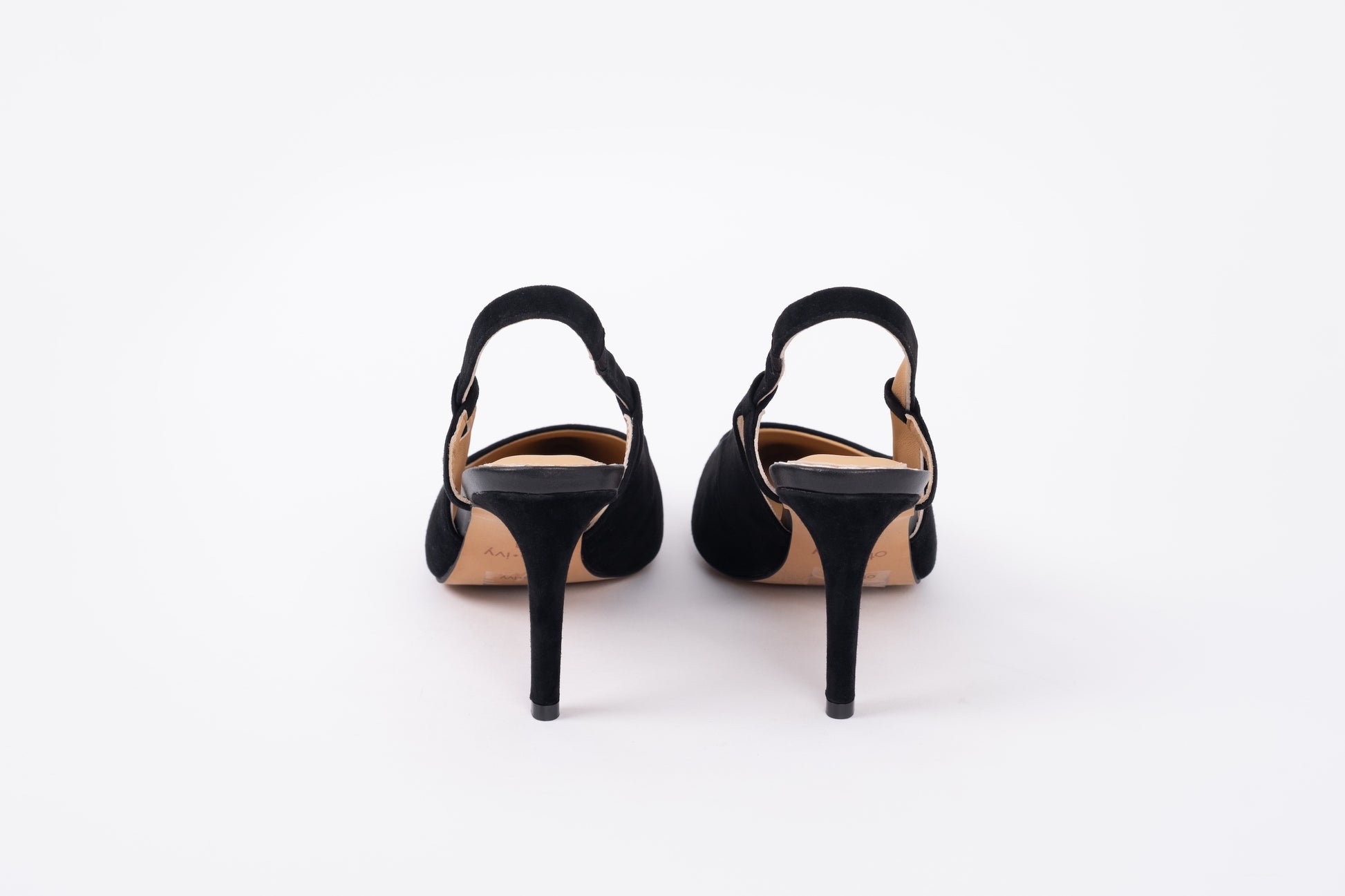 Back veiw of Myah Slingback in black. Stylish womens wedding footwear available in larger sizes 8-12