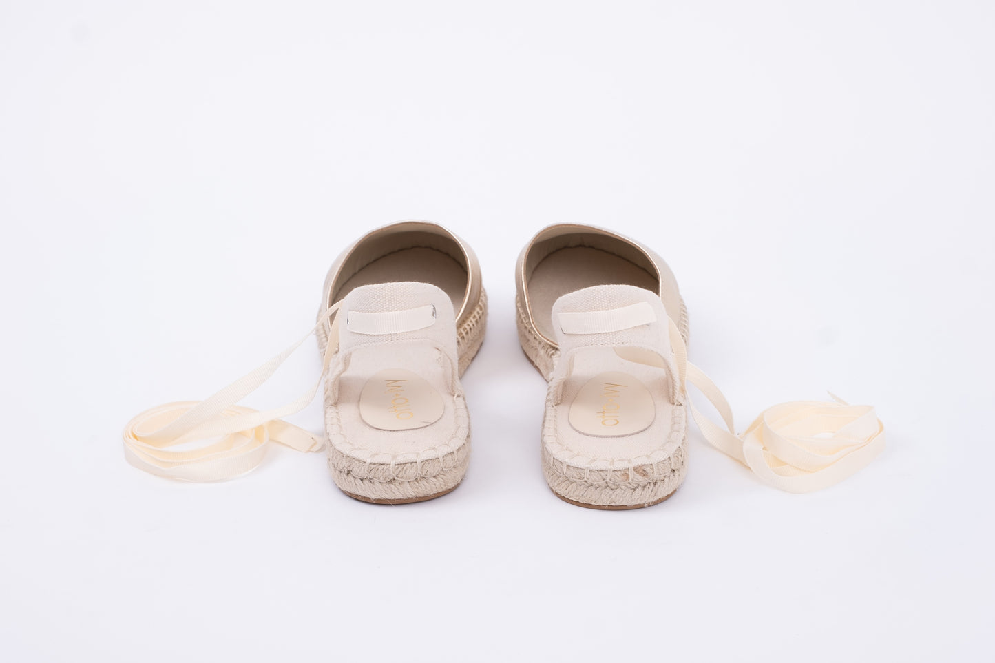 Back view of Clara Espadrilles, A gold womens shoe available in larger European sizes 424-46