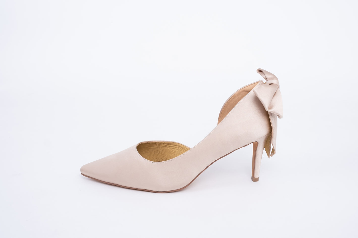 Side profile of Womens evening shoe, Annie Court. Stylish wedding shoe available in larger sizes UK 8-12