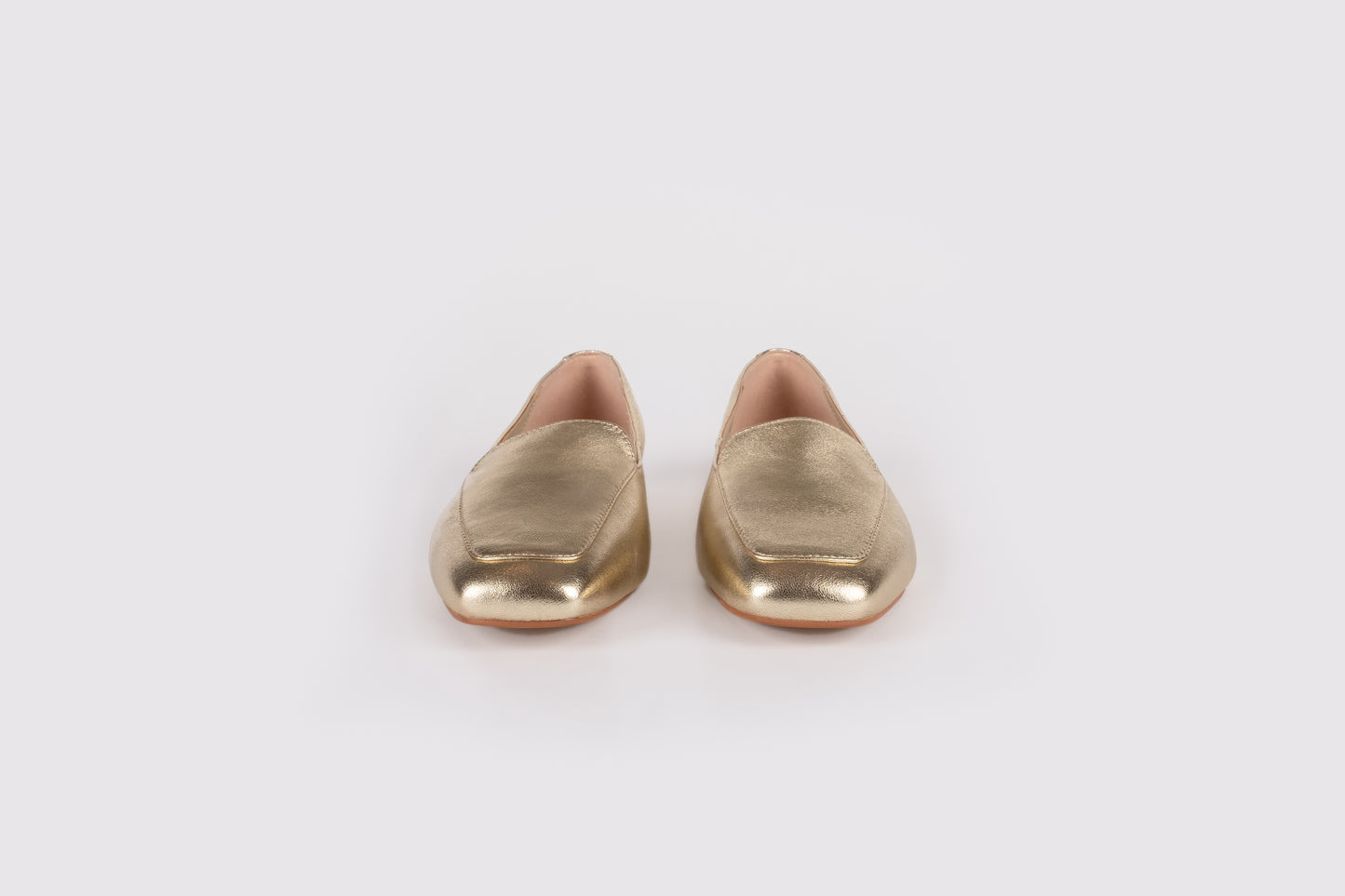 Front vies of Aubrey Gold Loafers available in larger womens sizes UK 8-12