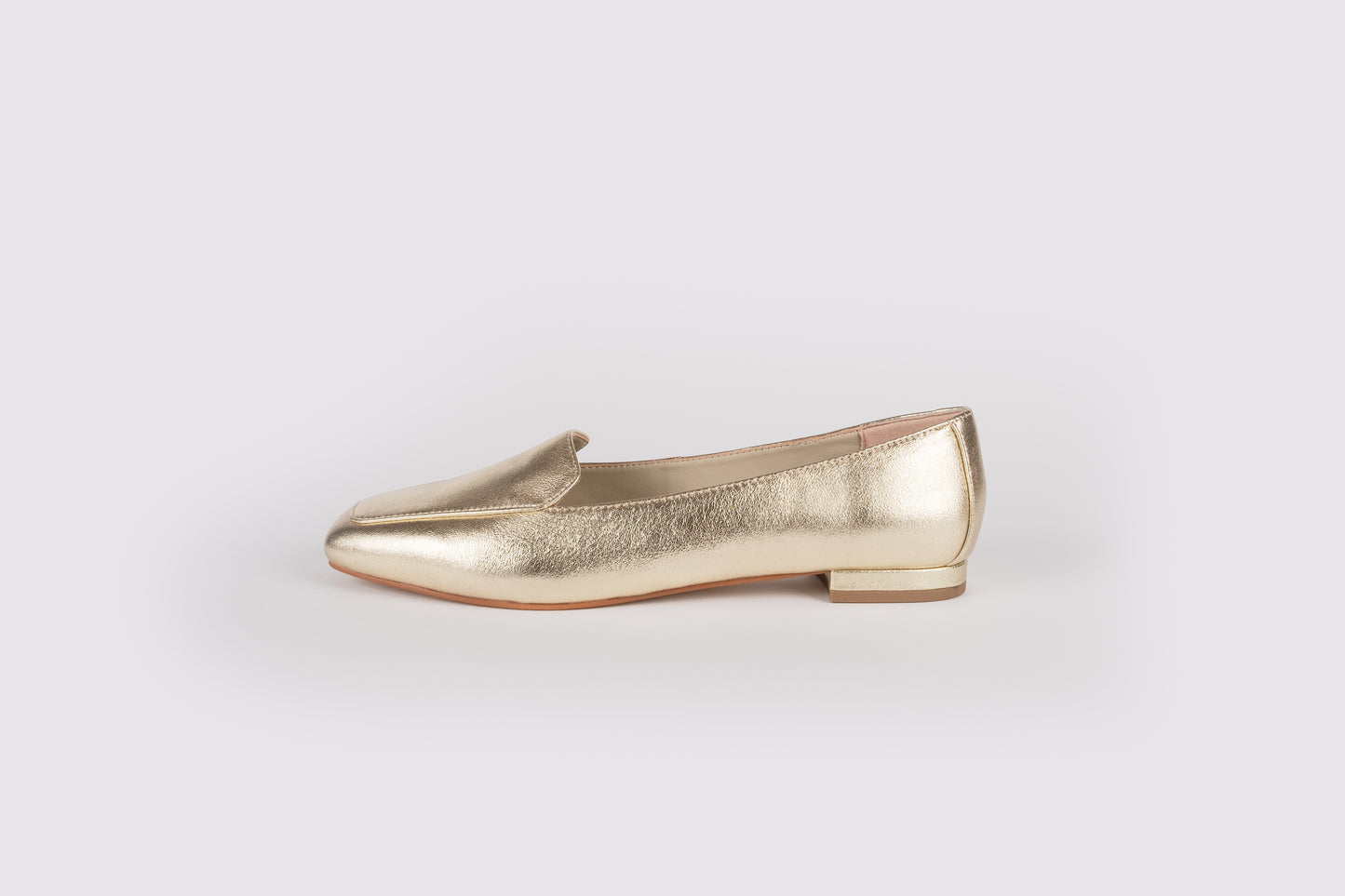 Side shot of Aubrey in gold available in larger women's sizes uk 8-12