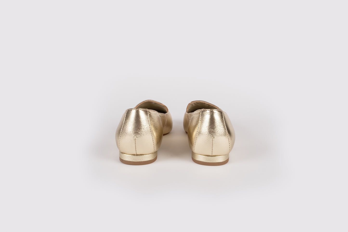Back view of Aubrey Gold Loafers, a women's shoe available in larger womens sizes 42-46