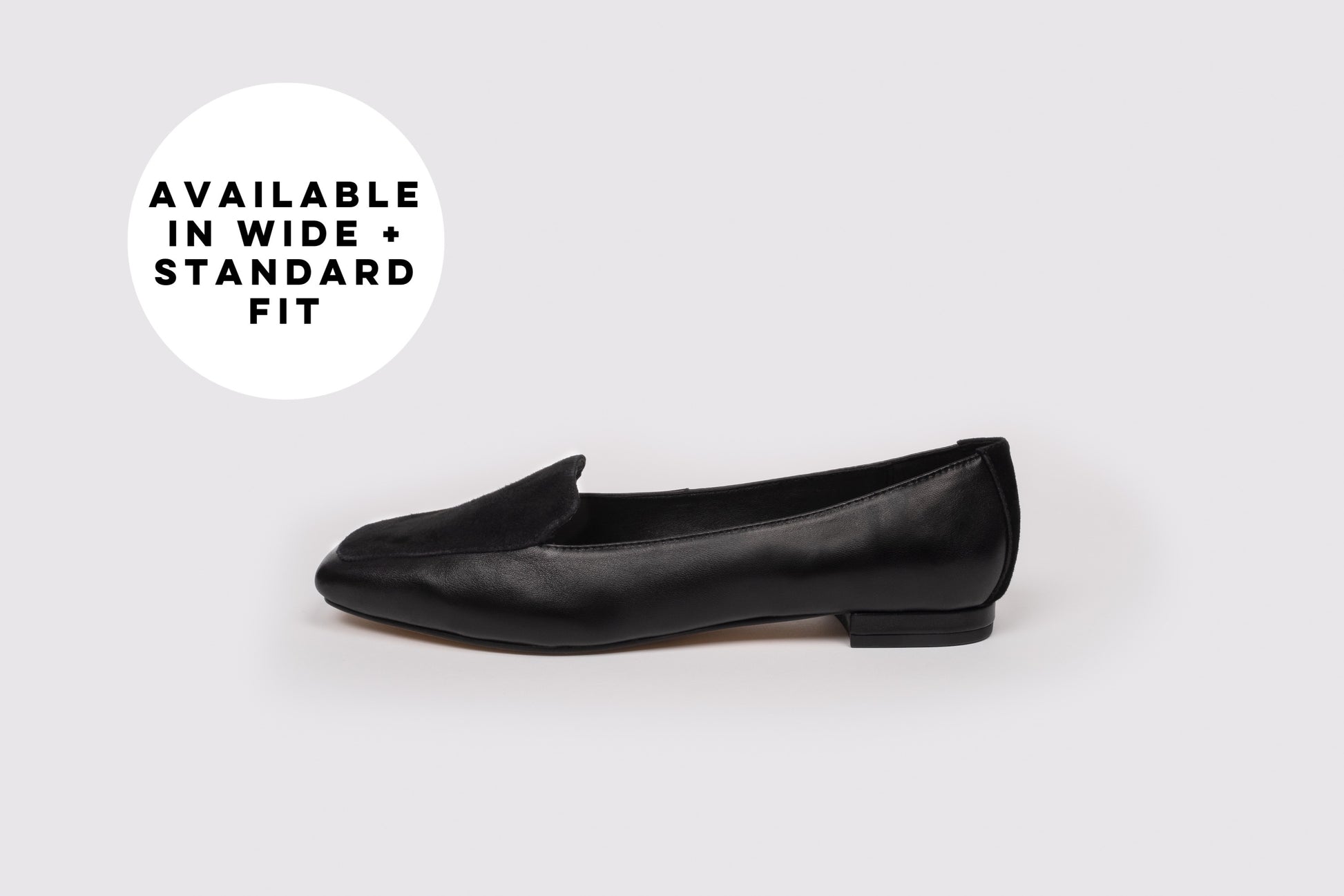 Side profile of Aubrey in Black. Available in womens larger sizes 42-46. Standard and wide fit.