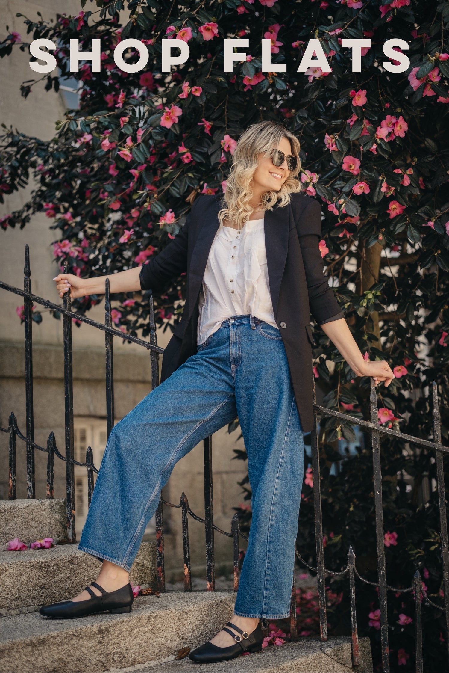Founder Laura Schofield wearing size 9 womens flats.
