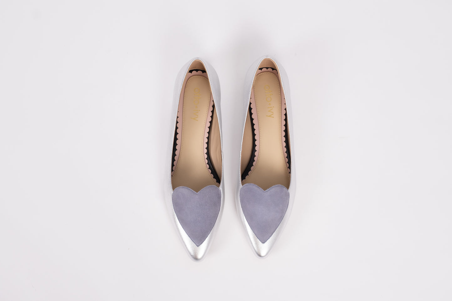 ROSIE FLAT (SILVER LEATHER/ BLUE SUEDE)