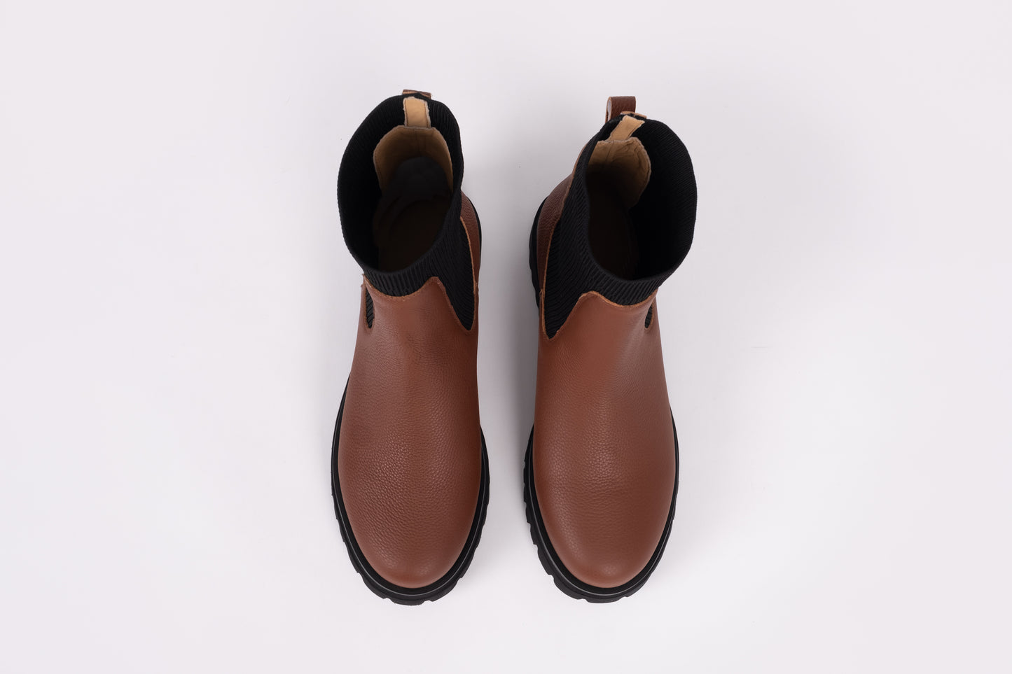 Aerial view of Marnie boot in Brown. Chunky ankle boot available in womens European sizes 42-46