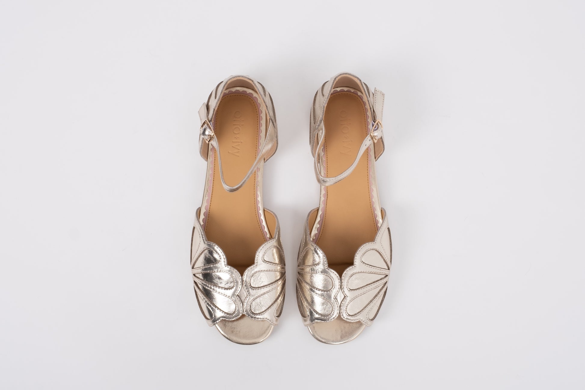 Womens Gold sandal Lola, a strappy womens shoe available in larger European sizes 42-46