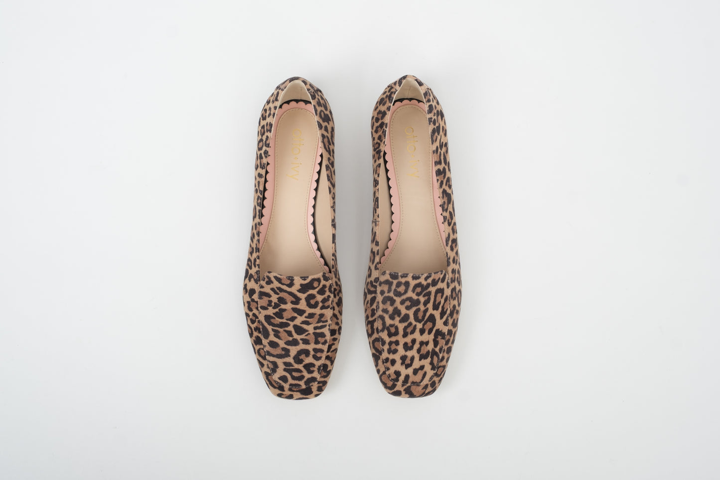 Large sized womens leopard print suede flat shoe available in large sizes 8-12