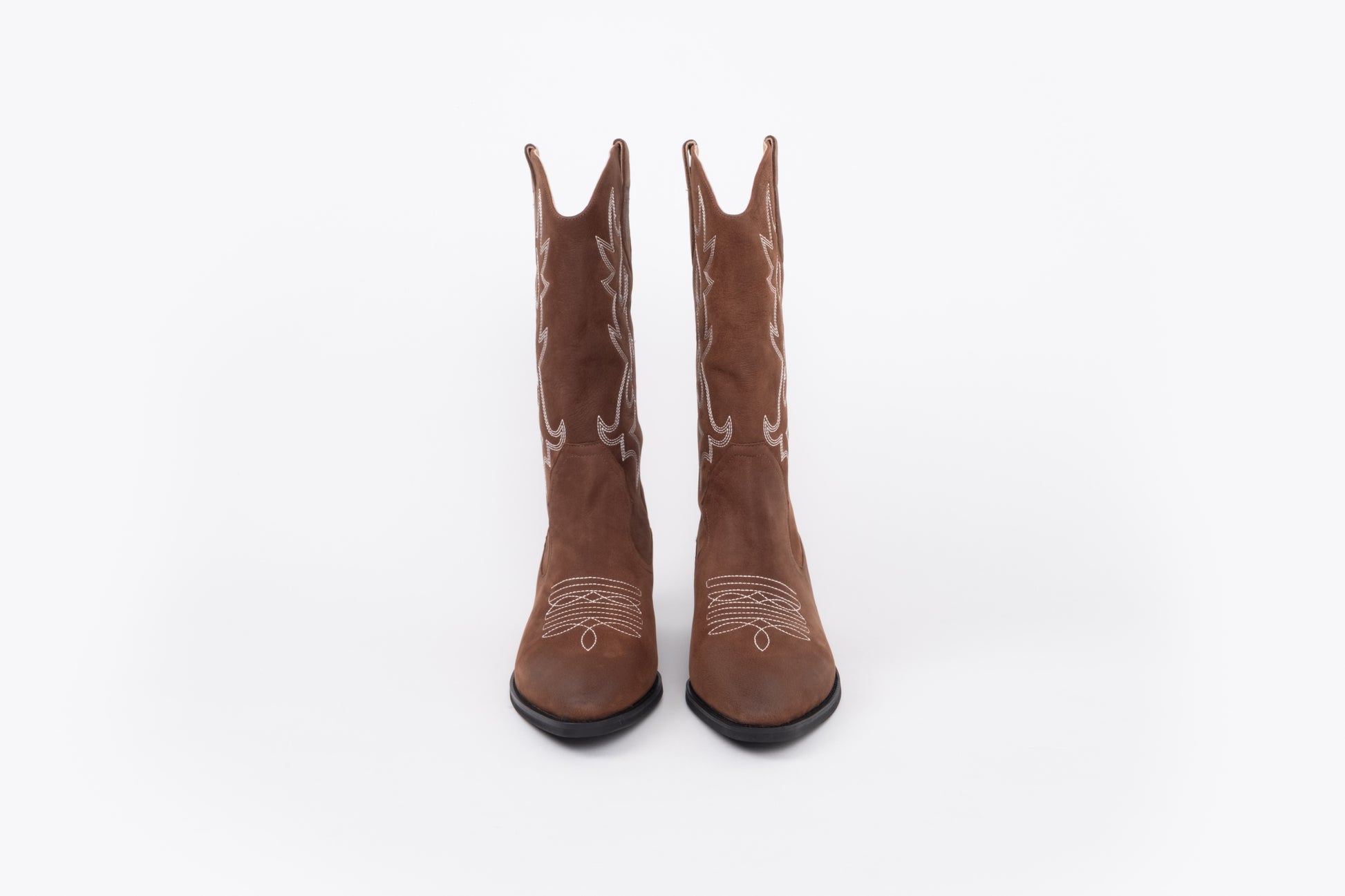 front hot of womens brown leather western boot available in larger sizes 42-46