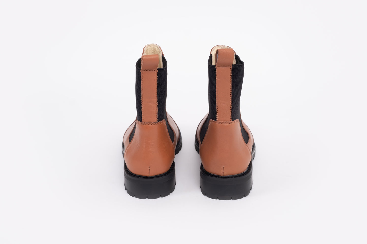 Back view of Alexa boot in brown. A womens brown leather ankle boot available in larger European sizes 42-46