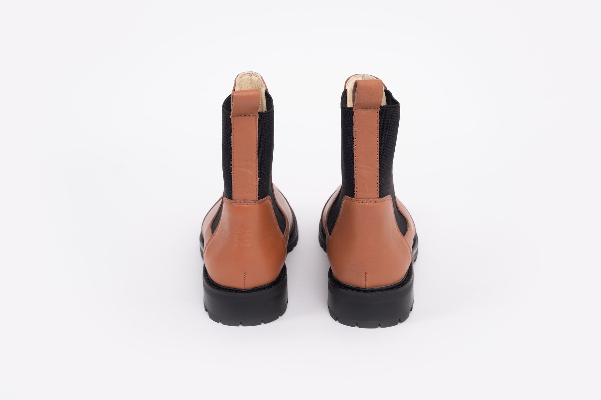 Back view of Alexa boot in brown. A womens brown leather ankle boot available in larger European sizes 42-46