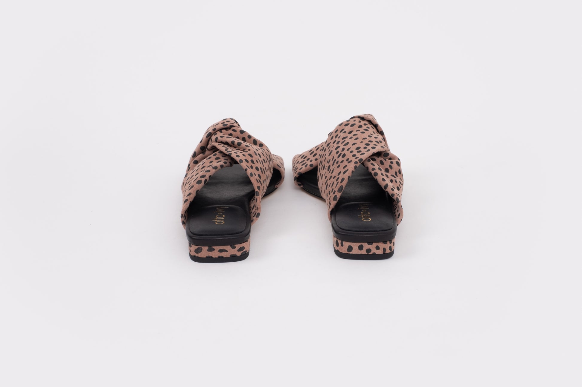 back shot of Blush cheetah print Lani sandal in large womens sizes 42-46